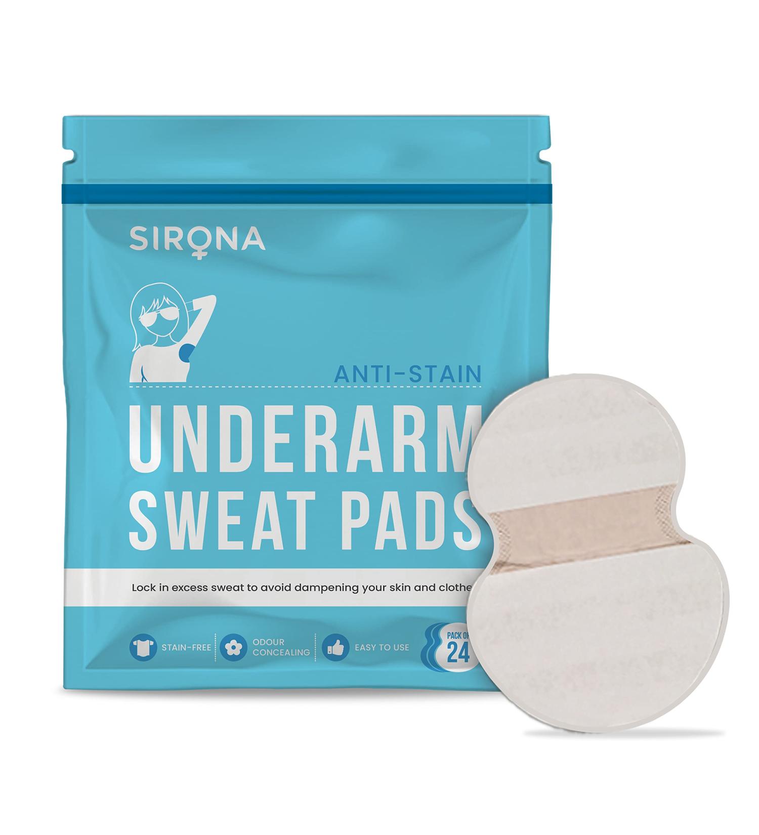 Sirona Disposable Underarm Sweat Pads - 24 Pads | Antiperspirant Absorbent Odour Blocker | Fights Hyperhidrosis | Armpit Dress Shields | 24 Count - Buy Online on GoSupps.com