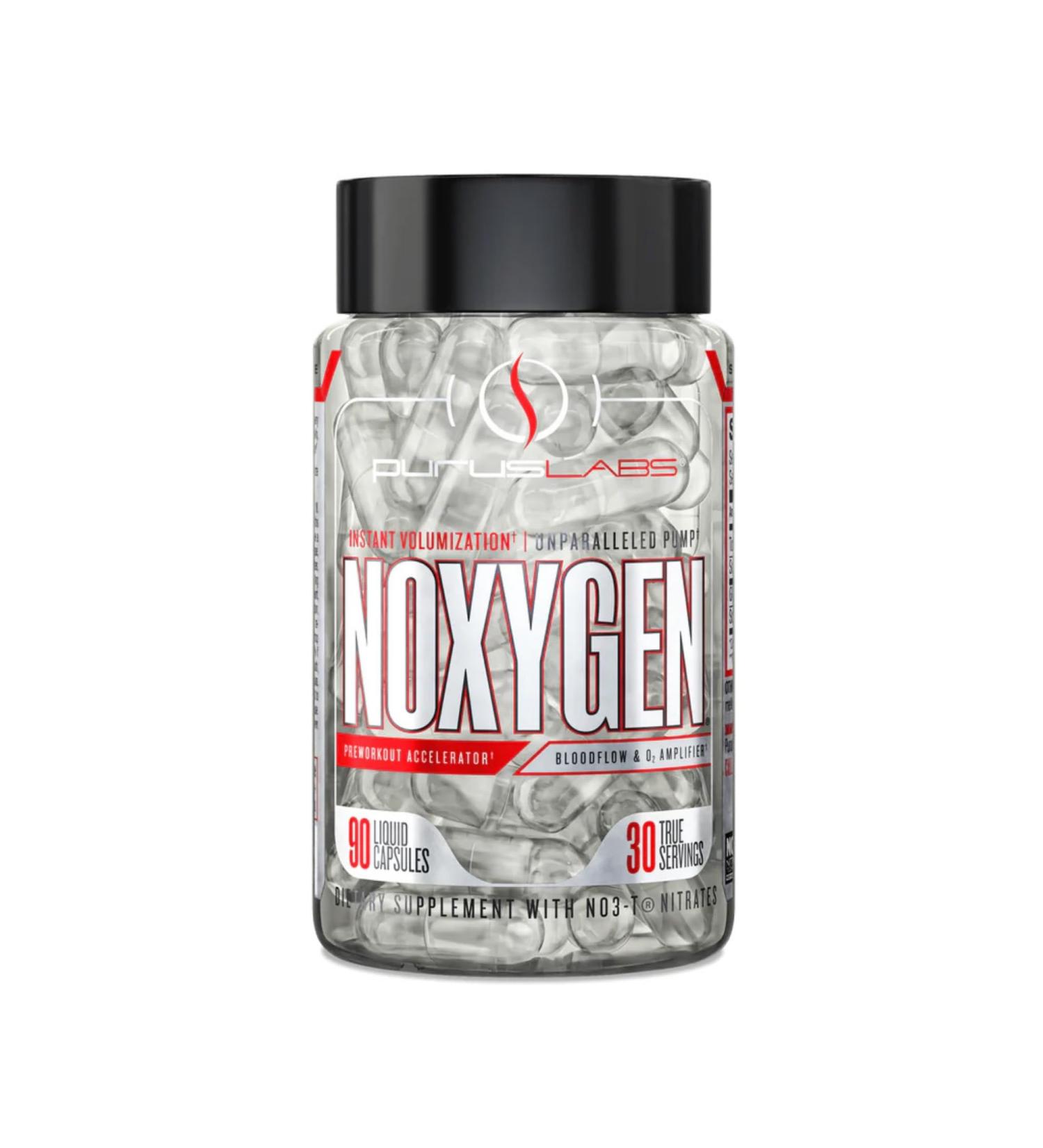 Purus Labs NOXygen Liquid Capsules Pre-Workout Accelerator | Nitric Oxide Pump Pills | Blood Flow & Oxygen Amplifier | 30 Servings 90 Capsules