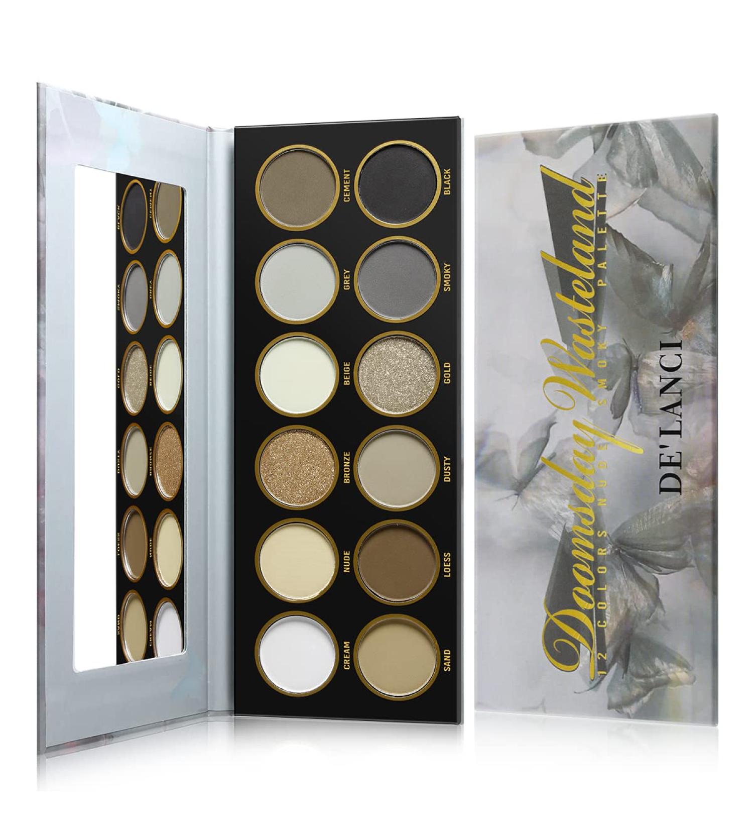 DE LANCI 12 Color Neutral Brown Grey Eyeshadow Palette | Matte & Shimmer | Long-Lasting & Waterproof | Talc-Free for Sensitive Skin - Buy Online on GoSupps.com