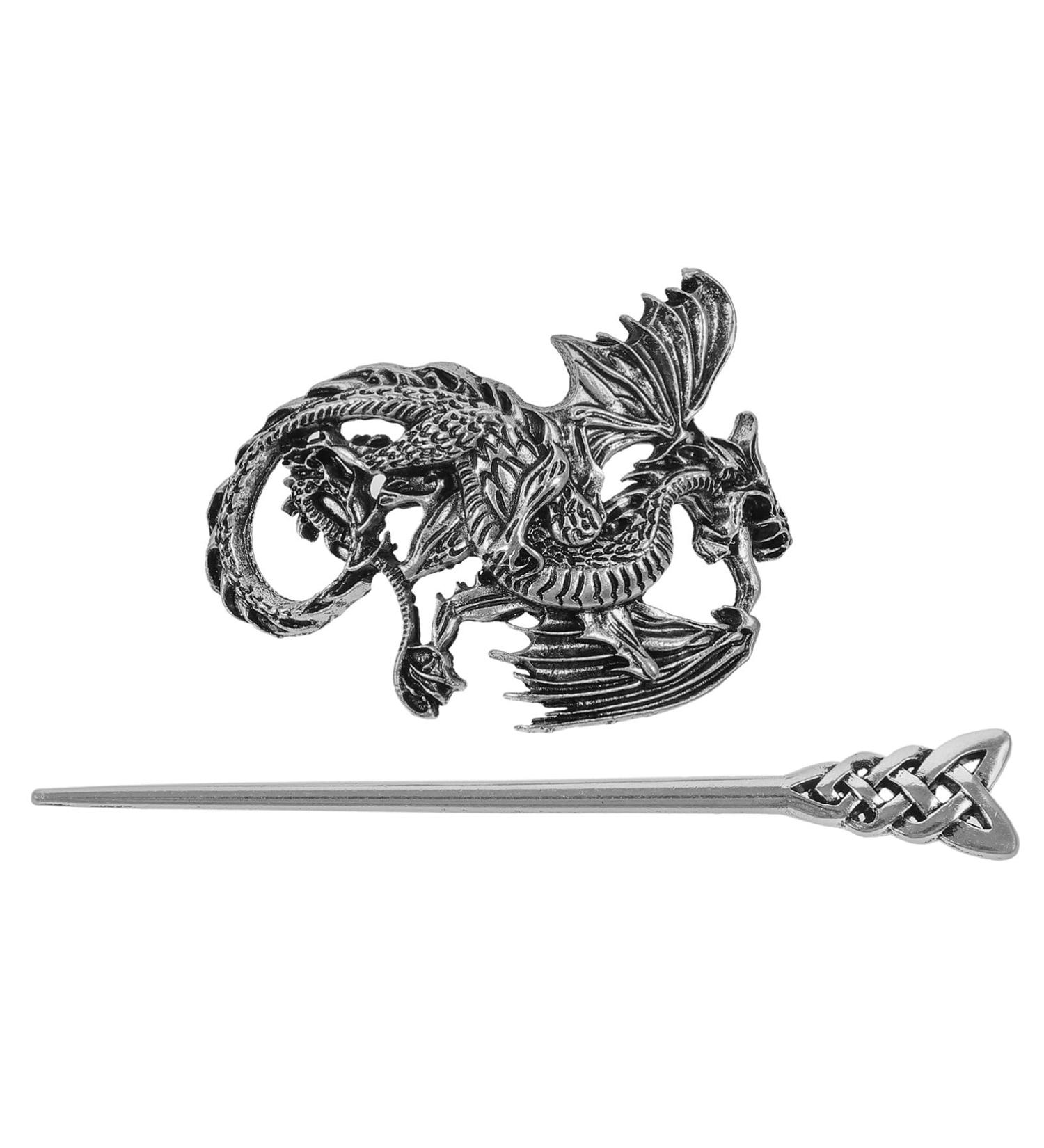 Baluue Vintage Silver Celtics Hair Slide Hairpin Dragon Knot Hair Stick Vintage Hair Chopstick Barrettes Antique Viking Bronze Hair Pin for Hair Accessory - Buy Online on GoSupps.com