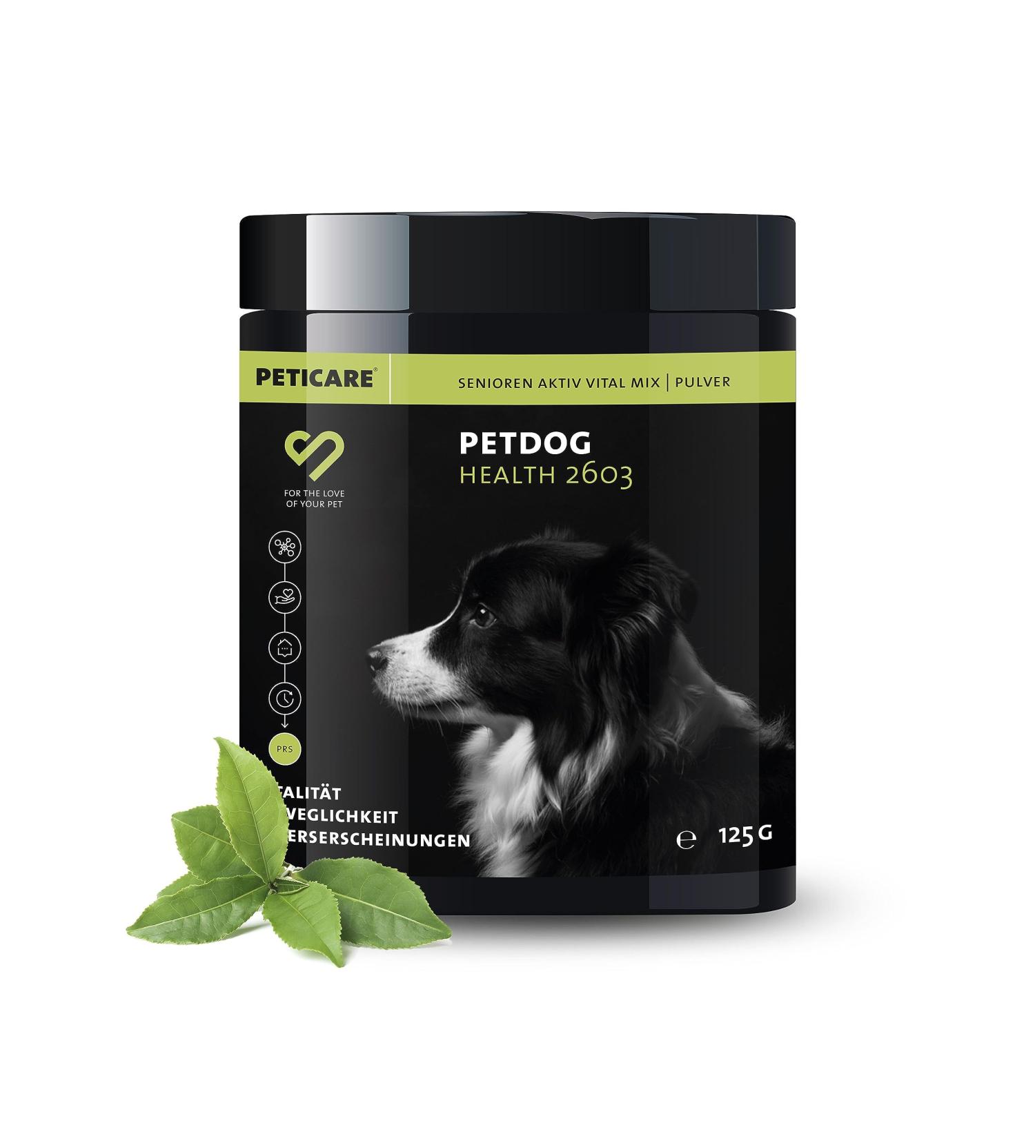 Peticare Senior Active Vital Mix Powder for Senior Dogs | Natural Food Supplement with Green Lipped Mussel MSM Turmeric | Immune Boost & Deficiency Support | petDog Health 2603 (125 g) - Buy Online on GoSupps.com