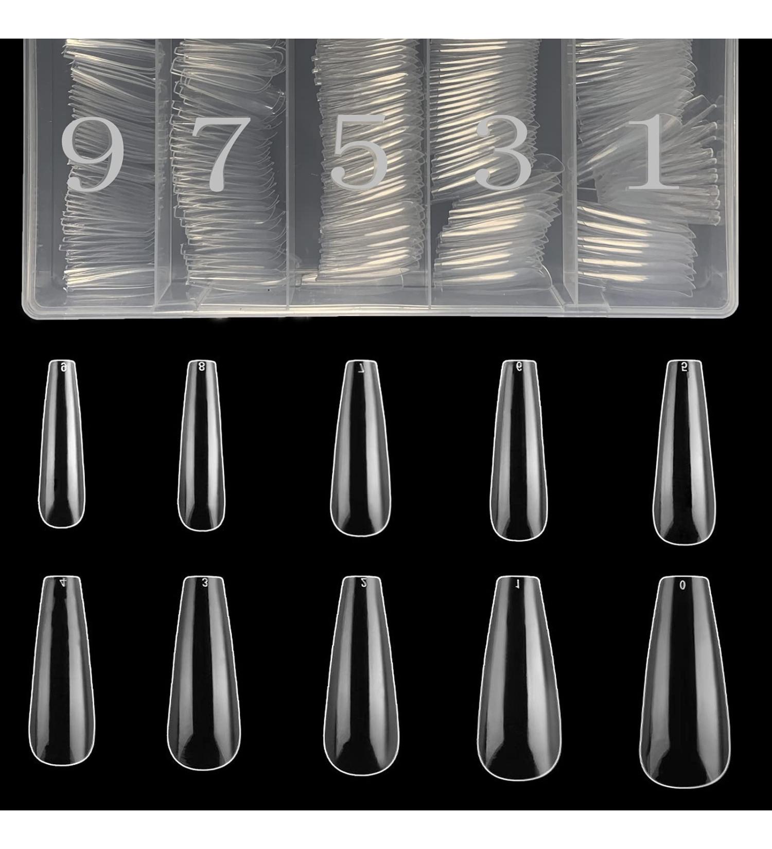 500 Pieces Ballerina Full Cover Clear Artificial Nails - Premium False Nails for Acrylic & Polygel Extensions - Buy Online on GoSupps.com