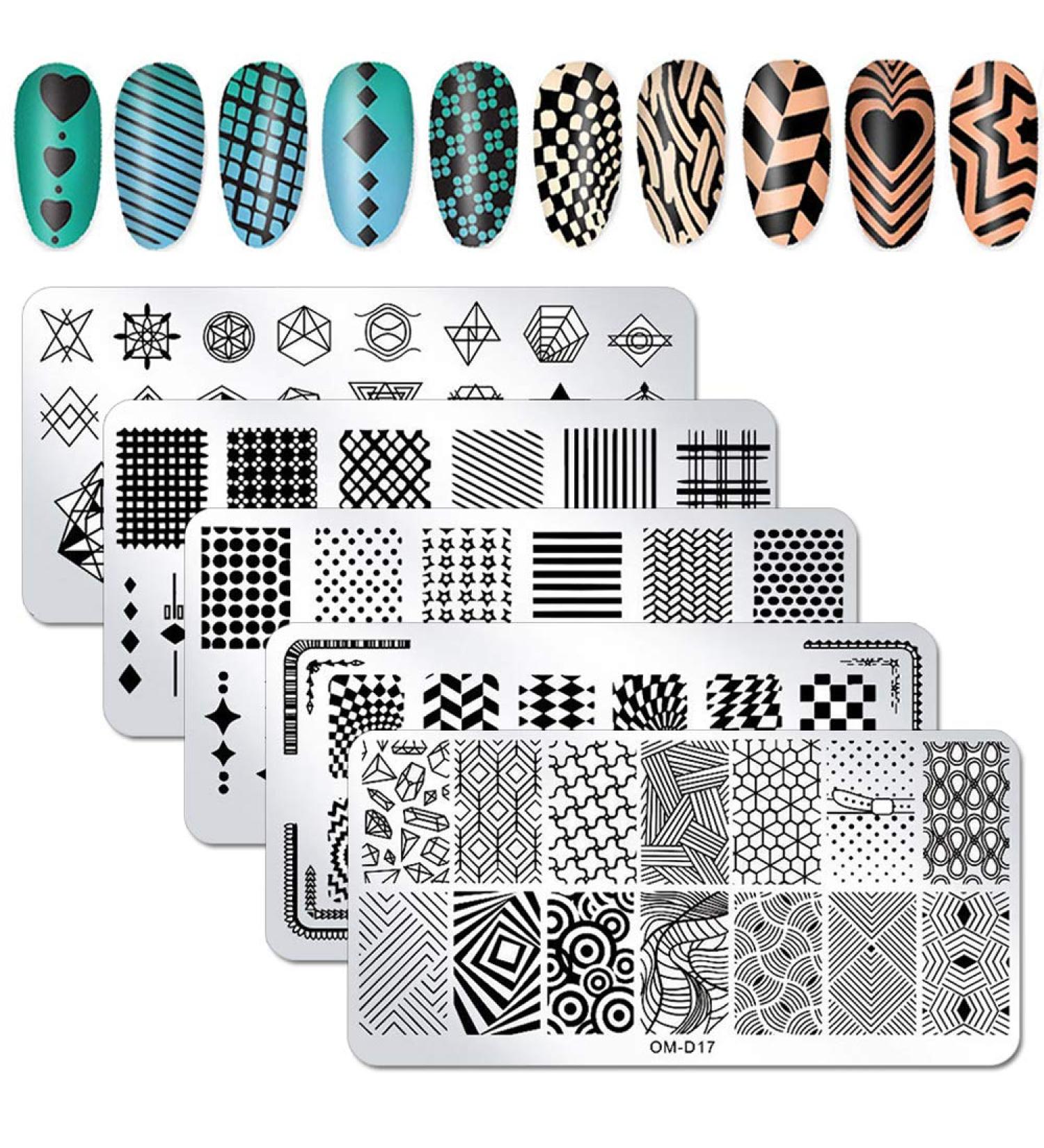WOKOTO 5Pcs Nail Stamping Set - Classic Geometric Stars Nail Art Kit for Women and Girls - Buy Online on GoSupps.com