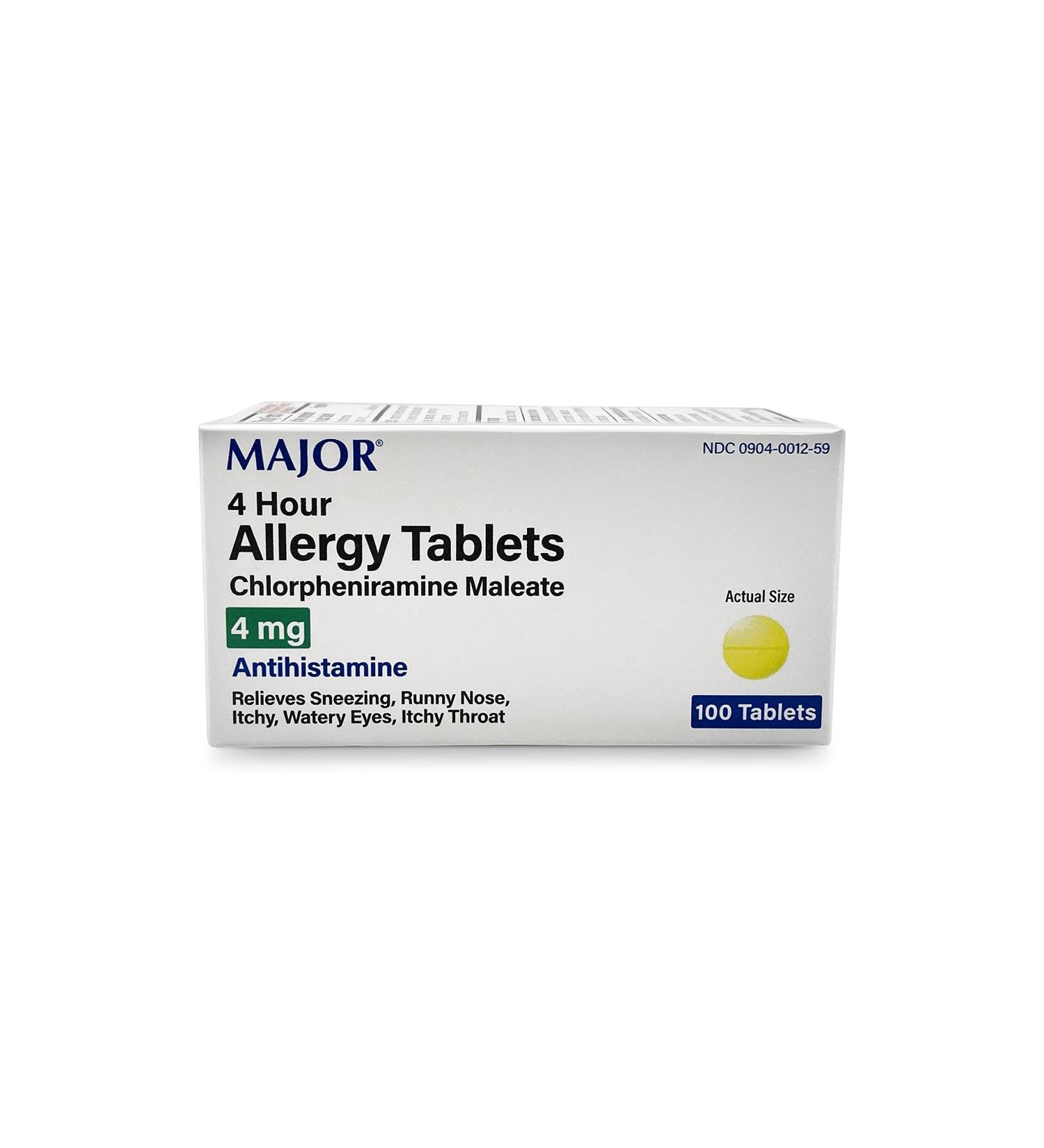 Major Pharmaceuticals Chlorpheniramine 4 mg Tablets 100 Count