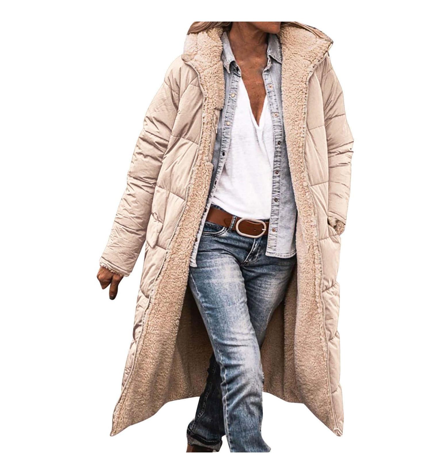 Hanxiulin Women's Fleece Plush Jacket - Warm Fluffy Zipper Sweater with Hood - Cozy Wool Cardigan for Winter - Buy Online on GoSupps.com