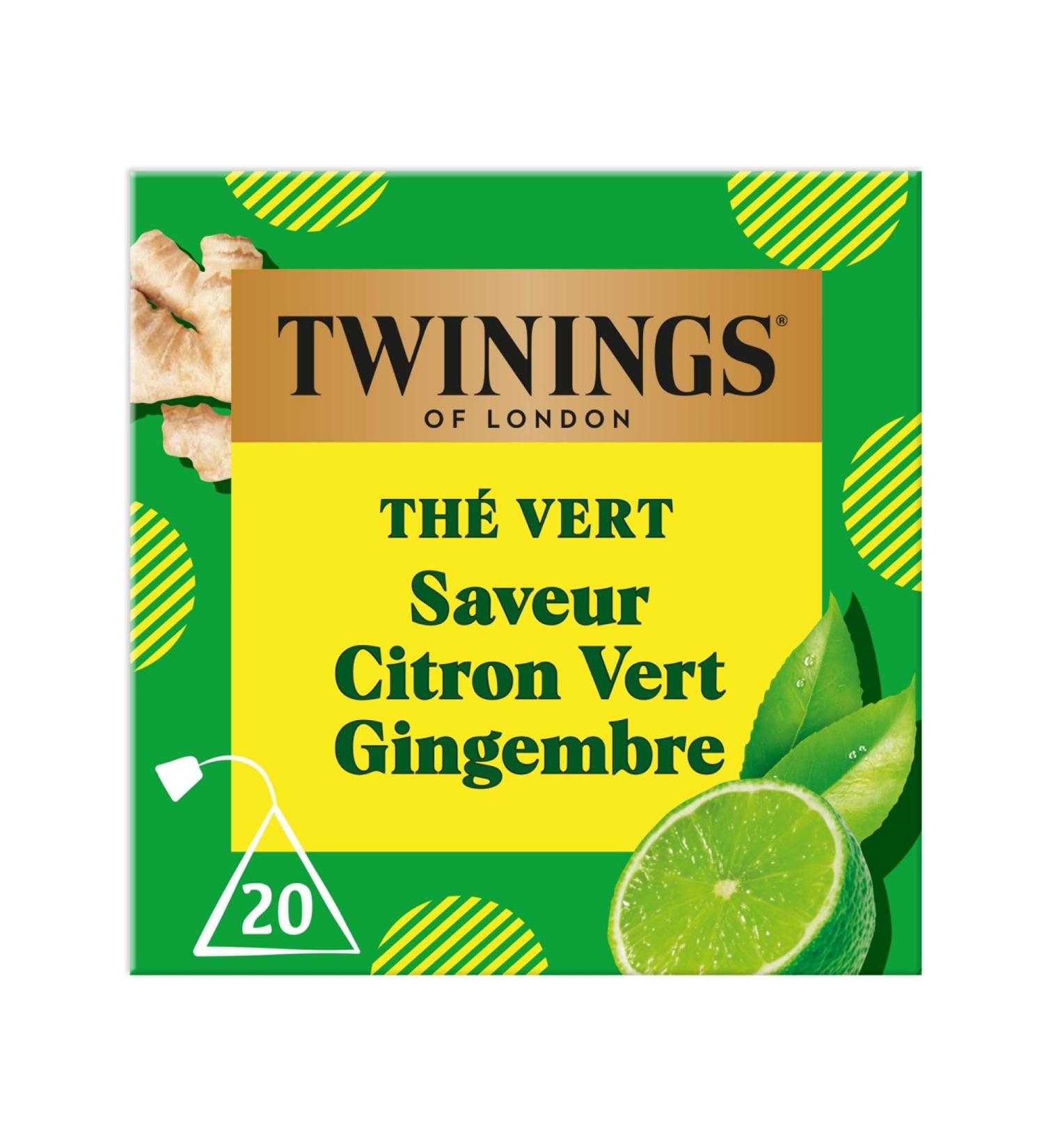 Twinings - Th Vert Saveur Citron Vert Gingembre - 20 Sachets - Vivifiant et Acidul - D guster Chaud ou Froid Citron Vert Gingembre - Buy Online on GoSupps.com