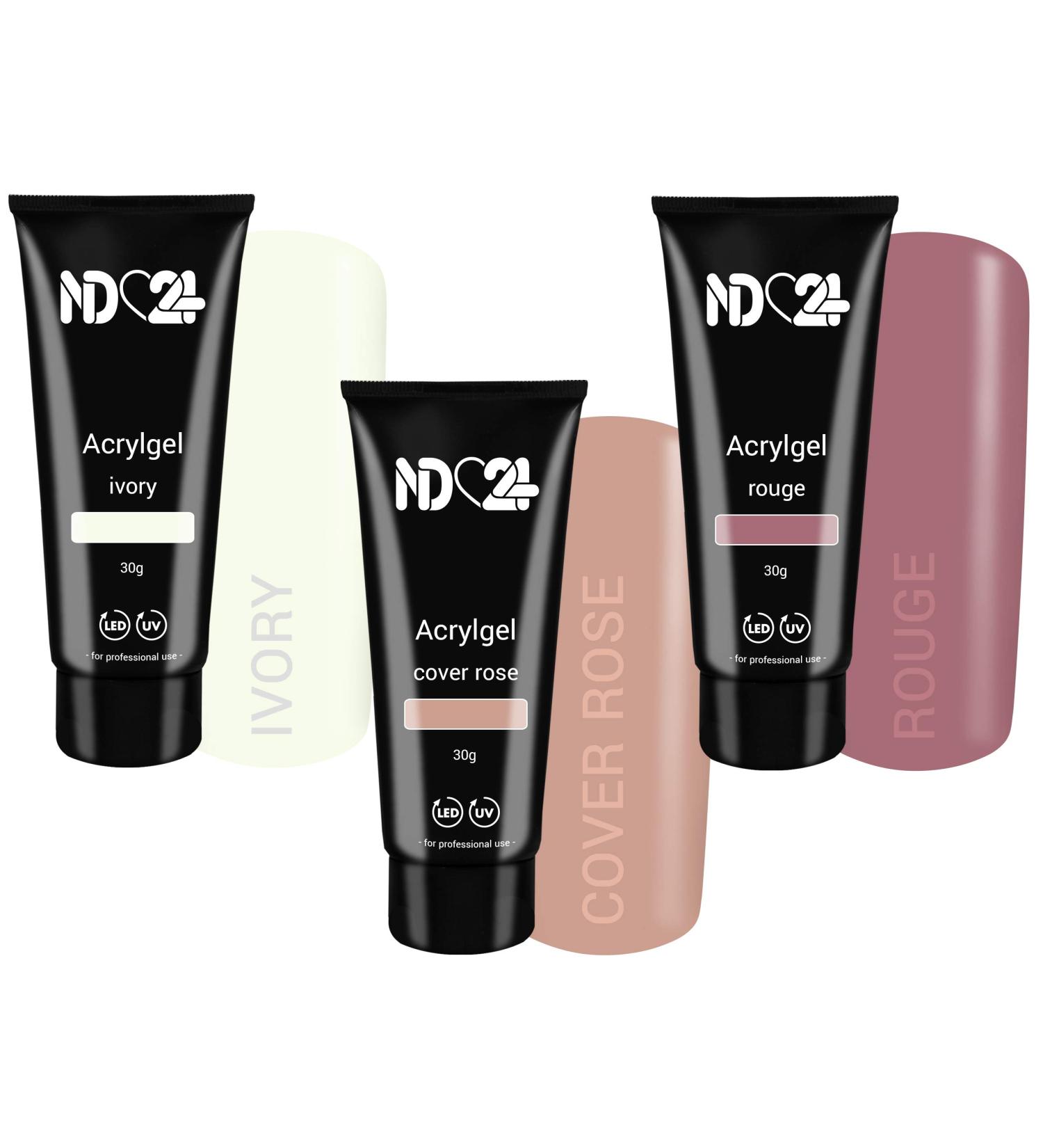 Poly Acrylic Gel Tube Set - Natural Look in Ivory Rouge & Cover Rose (4 x 30g) | International Shipping Available - Buy Online on GoSupps.com