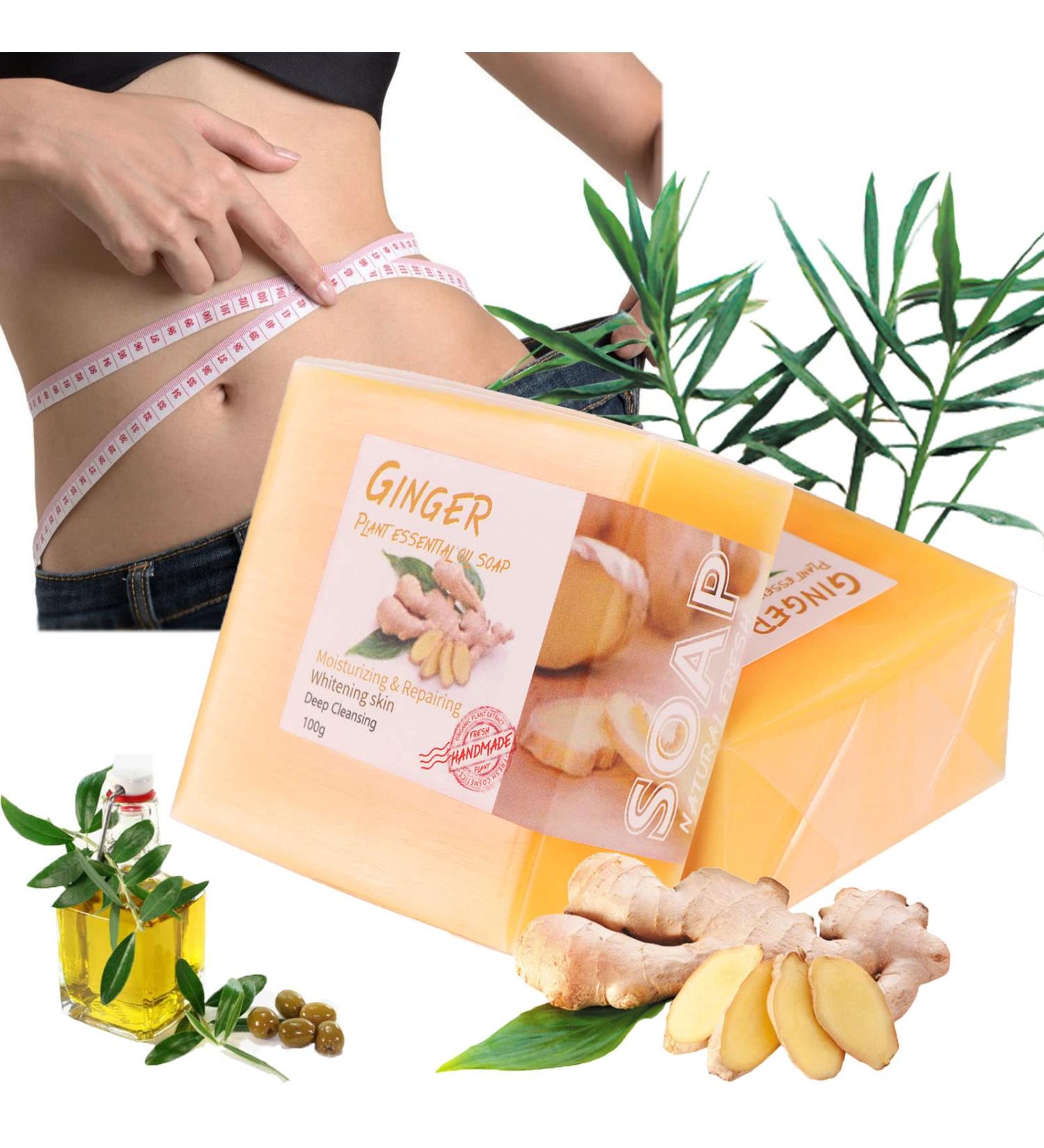 2PCS Organic Ginger Soap for Lymphatic Detox & Drainage - Slimming Soap for All Skin Types - Buy Online on GoSupps.com