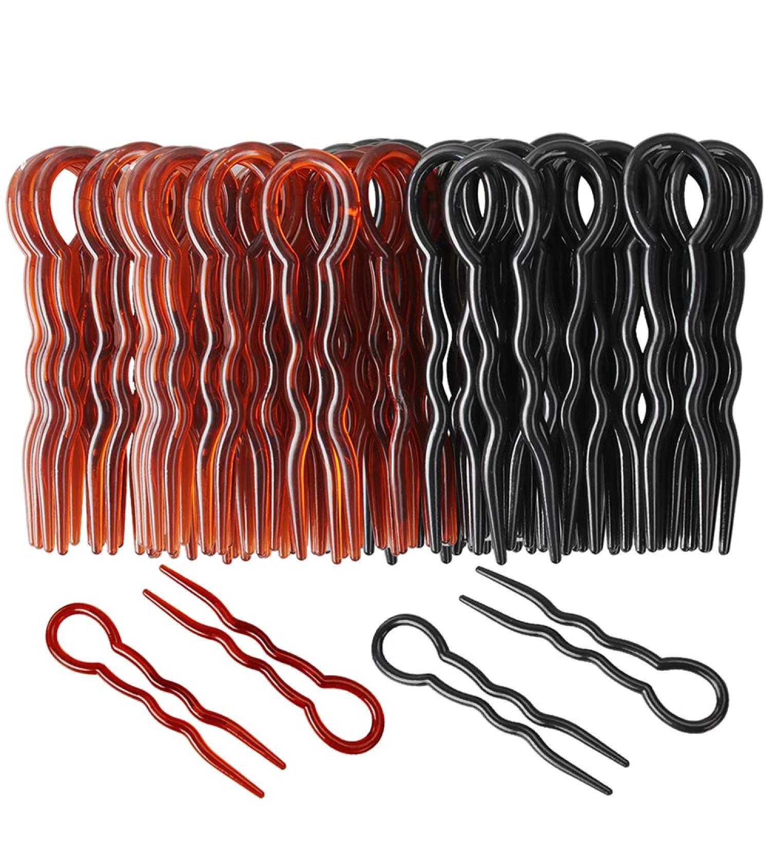 40 Pcs Plastic U Shaped Hair Pins for Hair Braid Twist Styling - Black + Brown - Buy Online on GoSupps.com