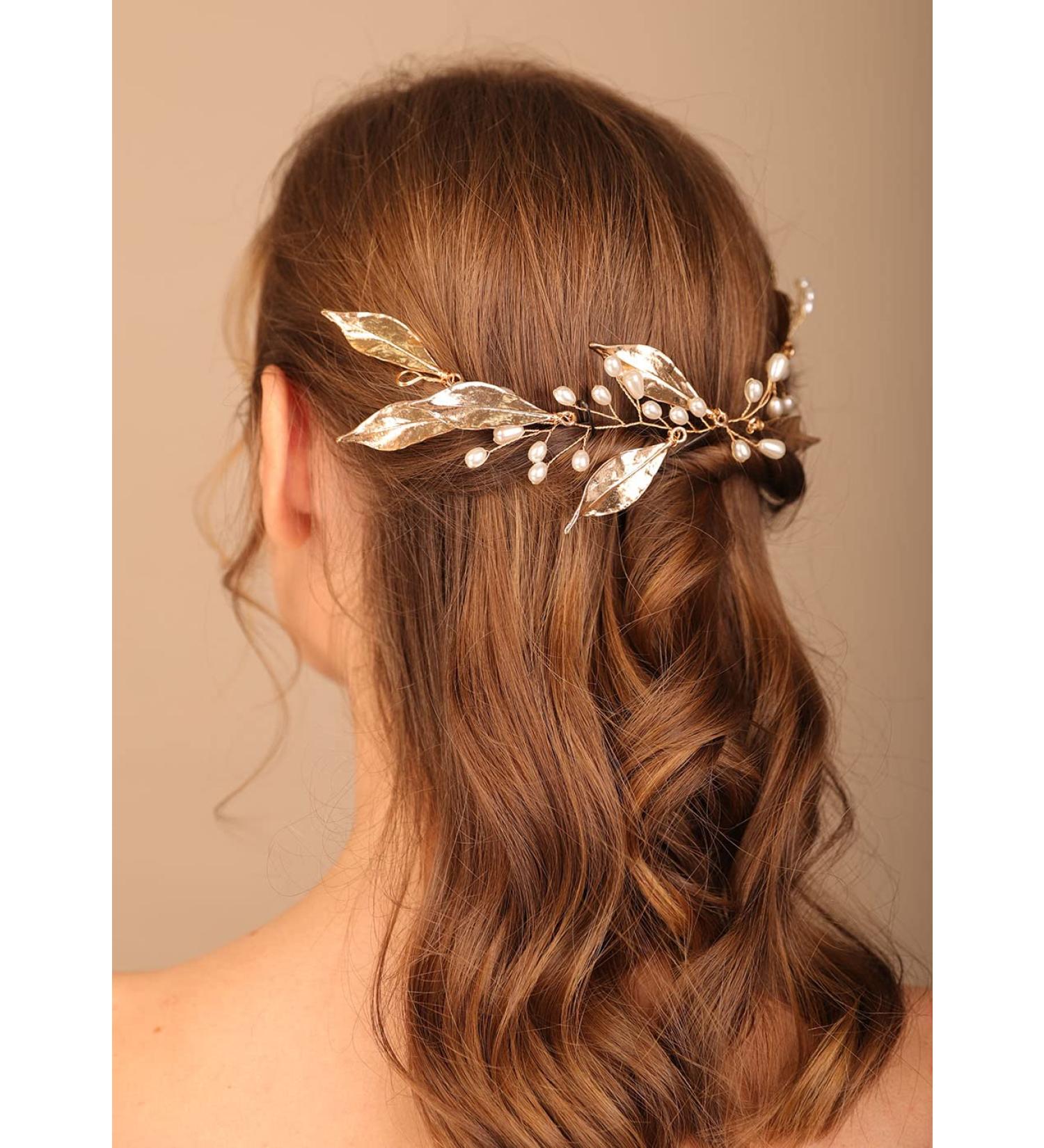 Deniferymakeup Wedding Leaves Hair Vines with Pearl Wedding Bridal Headpieces Headbands Wedding Hair Accessory for Bride and Bridesmaid (Style 1) - Buy Online on GoSupps.com