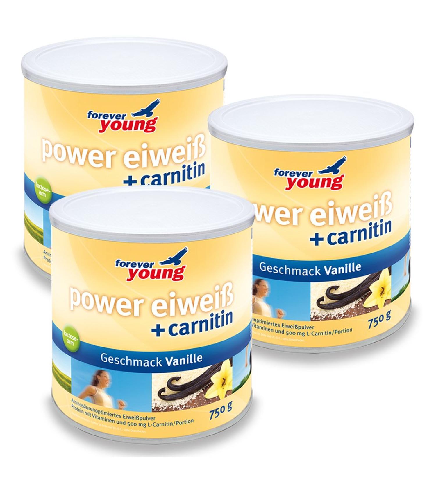 Forever Young Power Protein + Carnitine 3 x 750g can vanilla