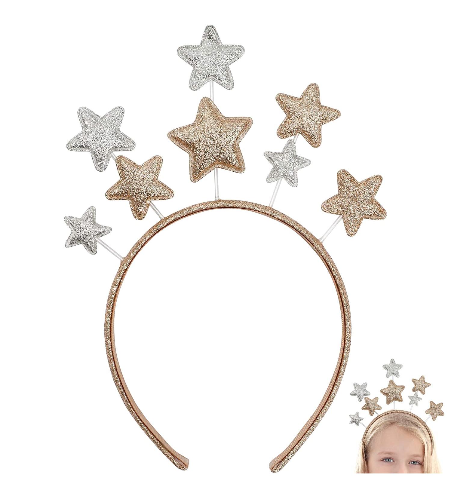 Xcozu Christmas Stars Hair Ties & Headbands for Women | Glitter Silver & Gold Hair Accessories for Parties & Festivals - Buy Online on GoSupps.com