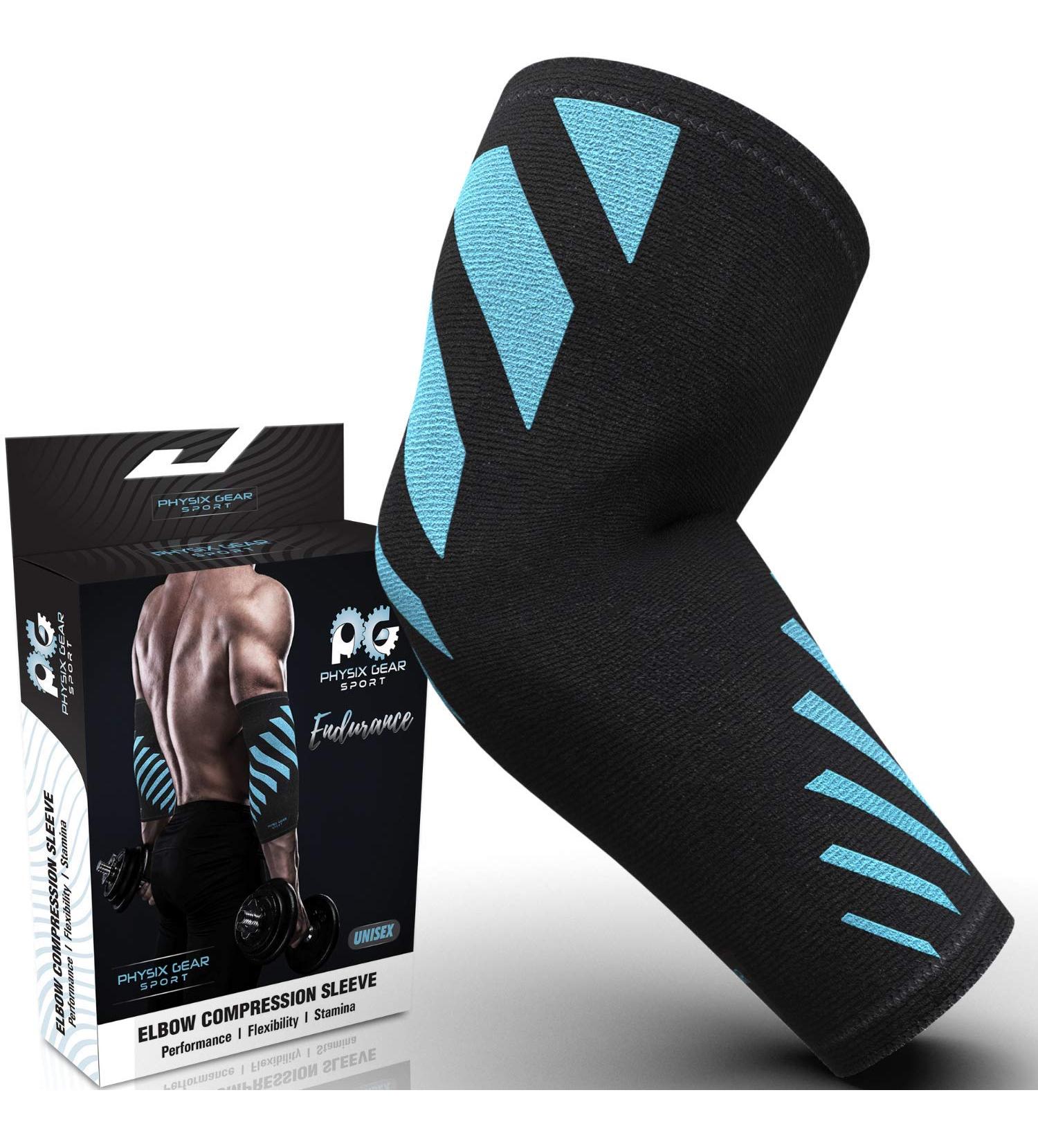 Premium Elbow Support Sleeve for Joint Pain Relief - XL Blue Tennis Elbow Brace for Men & Women - Golfers Elbow Compression for Tendonitis - 12.5-13.5 Circumference - Single - Buy Online on GoSupps.com