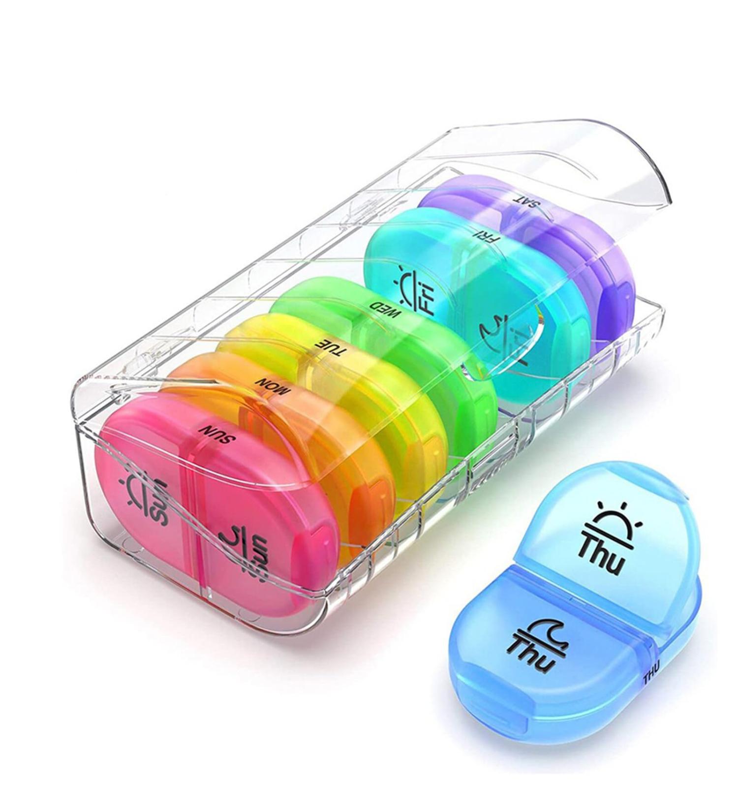 Weekly Pill Organizer 7 Day 2 Times a Day AM PM Pill Box with 7 Detachable Pill Case- BPA Free Pill Box Large Daily Pill Cases for Pills/Vitamin/Fish Oil/Supplements