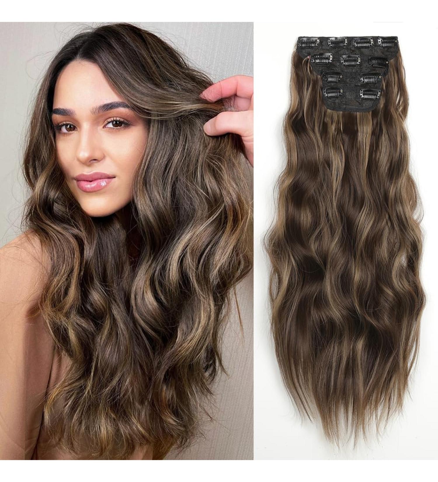 YDDM Wavy Hair Extensions - 20 Inch Clip-In Synthetic Hair Extensions for Women | Affordable & Full-Head Volume - Buy Online on GoSupps.com