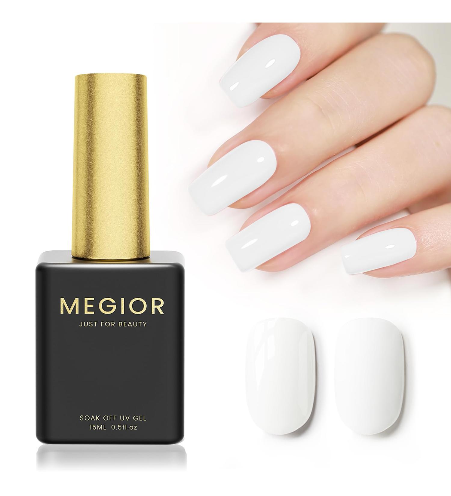 MEGIOR Withe Gel Nail Polish 15ml Gel Polish 1PCS Soak Off UV LED Nail Gel Polish for Nail Art Manicure Salon DIY Home for Women Girls Nails - Buy Online on GoSupps.com