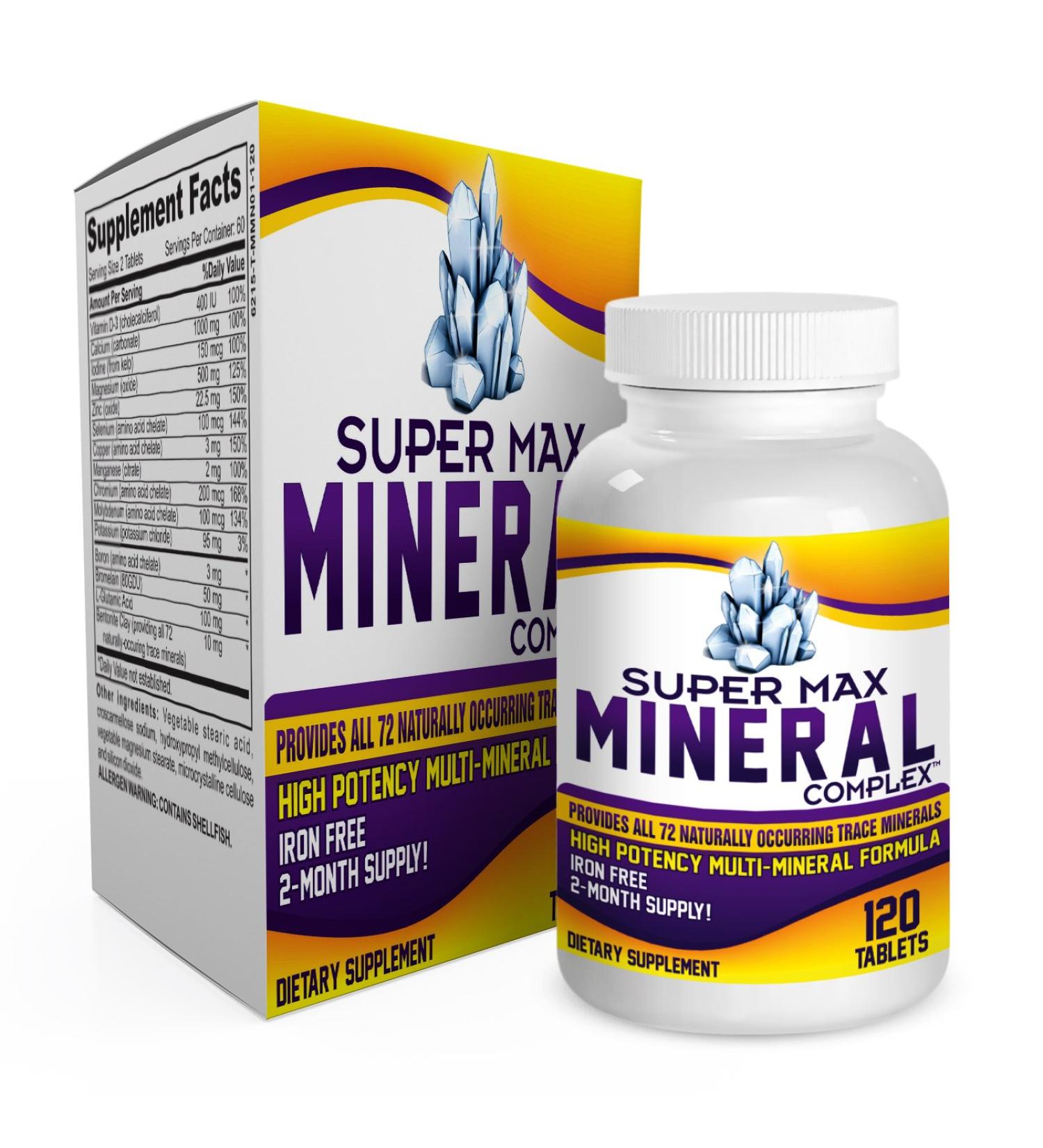 2-Month Iron-Free Multi Mineral Supplement with 72 Trace Minerals - Natural Multiminerals - 120 Tablets - Buy Online on GoSupps.com