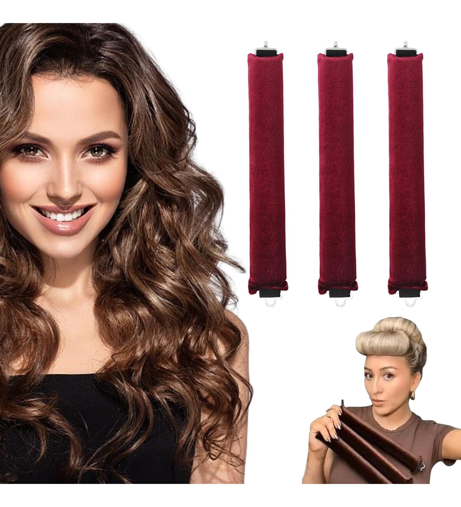 Yeria Heatless Curls Band - 3 Pieces Overnight Curly Winder for All Hair Types | Burgundy | No Heat Effortless Curls - Buy Online on GoSupps.com