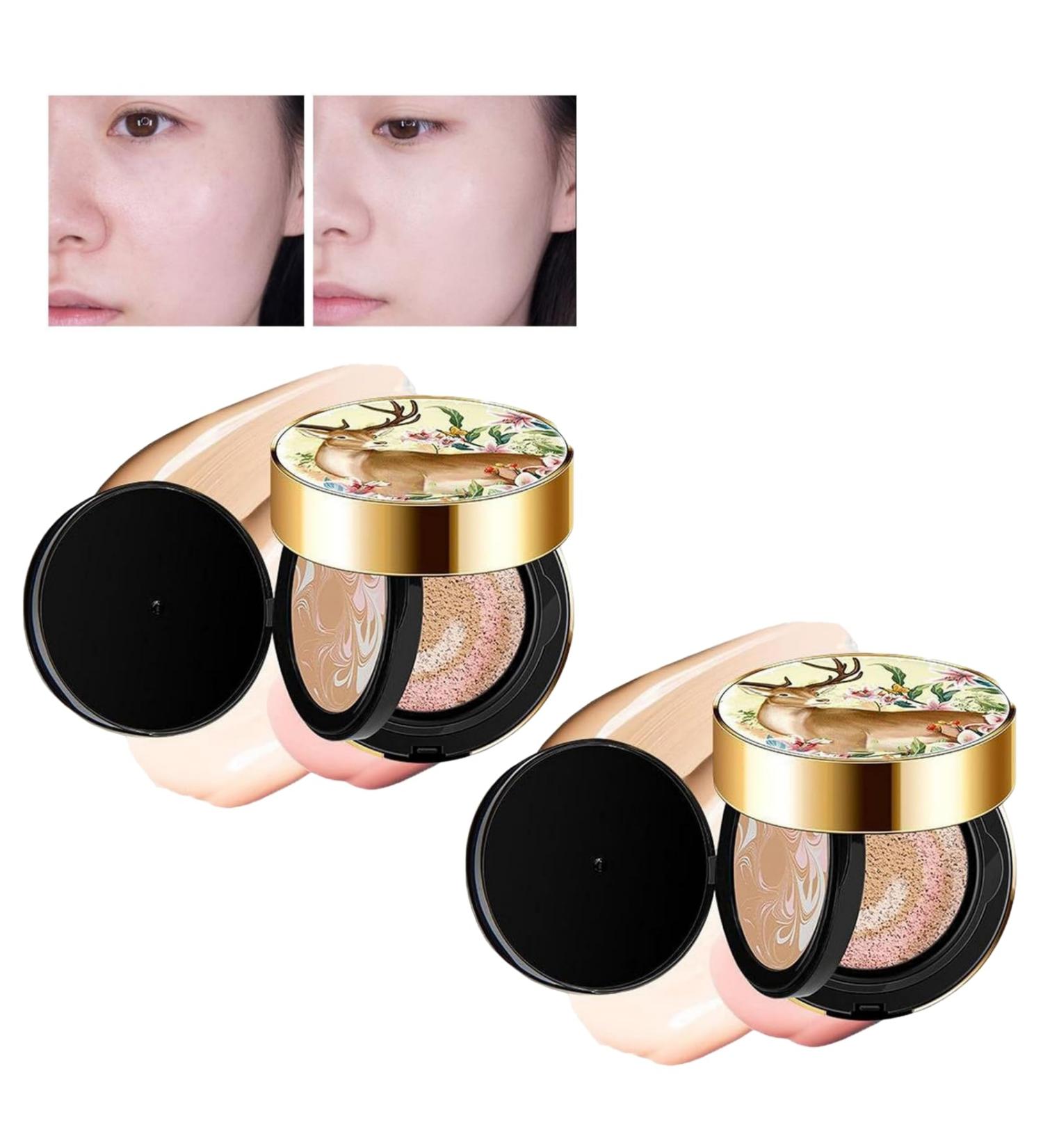 Moisturizing Double-Layer Cushion Compact Japan's Double-Layer Air Cushion 3-Color Concealer for Skin and Refreshing Makeup (2PCS) - Buy Online on GoSupps.com