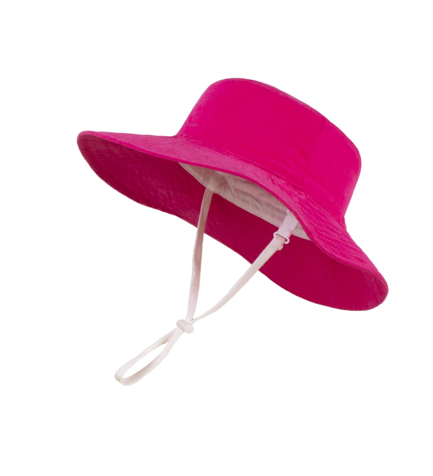 LANGZHEN Baby Girls Sun Protection Beach Hat with Chin Strap | Wide Brim Toddler Kids Summer Play Hat - Rose, 1-2 Years - Buy Online on GoSupps.com