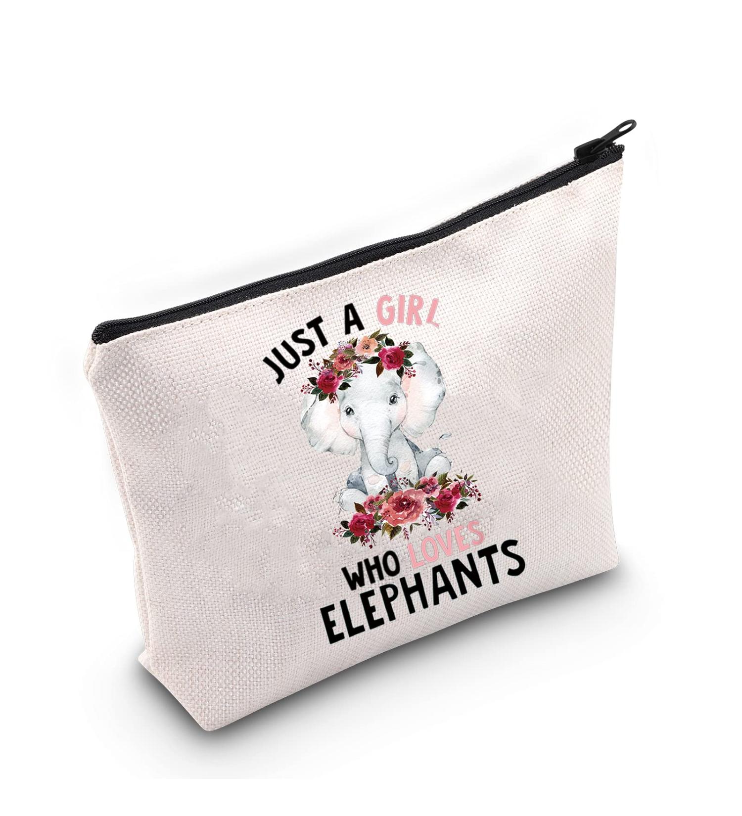Levlo Funny Elephant Cosmetic Bag - Perfect Gift for Animal Lovers Women & Girls | Unique Makeup Bag - Buy Online on GoSupps.com