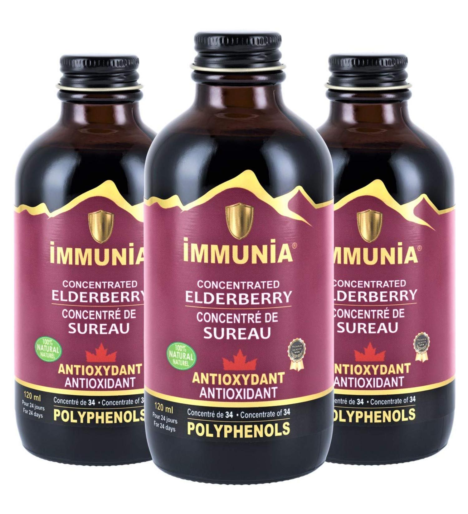 IMMUNIA - Pure Elderberry concentrate - Organic Elderberries. Powerful Antioxidant - Anti-influenza & Natural Anti-inflammatory. Made in Canada. (3-Pack) 1 count (Pack of 3) - Buy Online on GoSupps.com