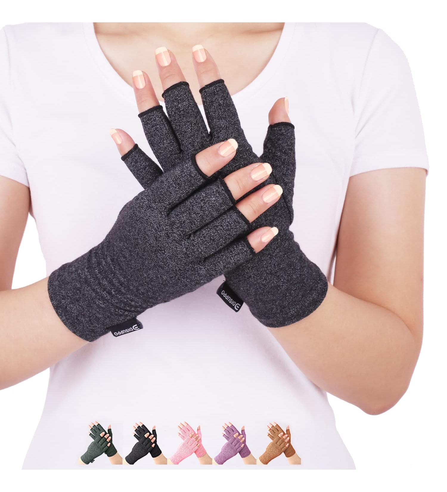 DISUPPO Arthritis Compression Gloves for Pain Relief - Medium Black - Ideal for Rheumatoid, RSI, Carpal Tunnel - Fingerless Design for Computer Typing and Daily Work - Buy Online on GoSupps.com