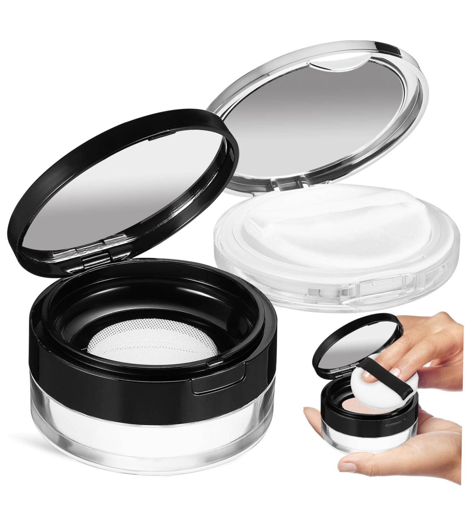 Beatifufu 2pcs Plastic Empty Powder Compact Case Travel Powder Containers Small Powder Puff - Buy Online on GoSupps.com