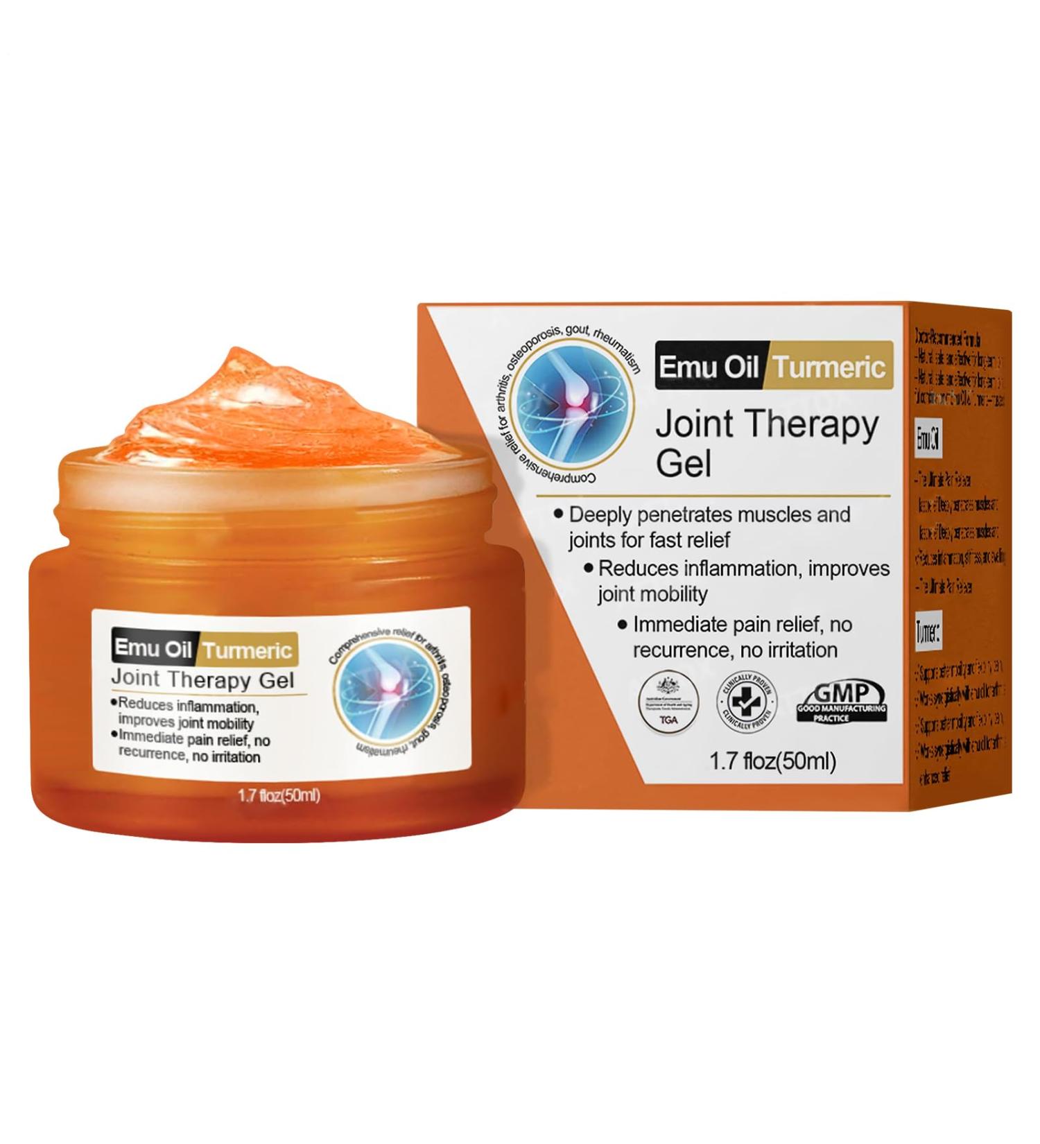 Emu Oil Turmeric J Oint T Herapy Gel 50ml Gel Pour Les Genoux Pour Les Os L'huile D' meu Et Au Curcuma Cr me De Massage Non Grasse Absorption Rapide Pour Le Dos Le Cou Les Mains 50ml - Buy Online on GoSupps.com
