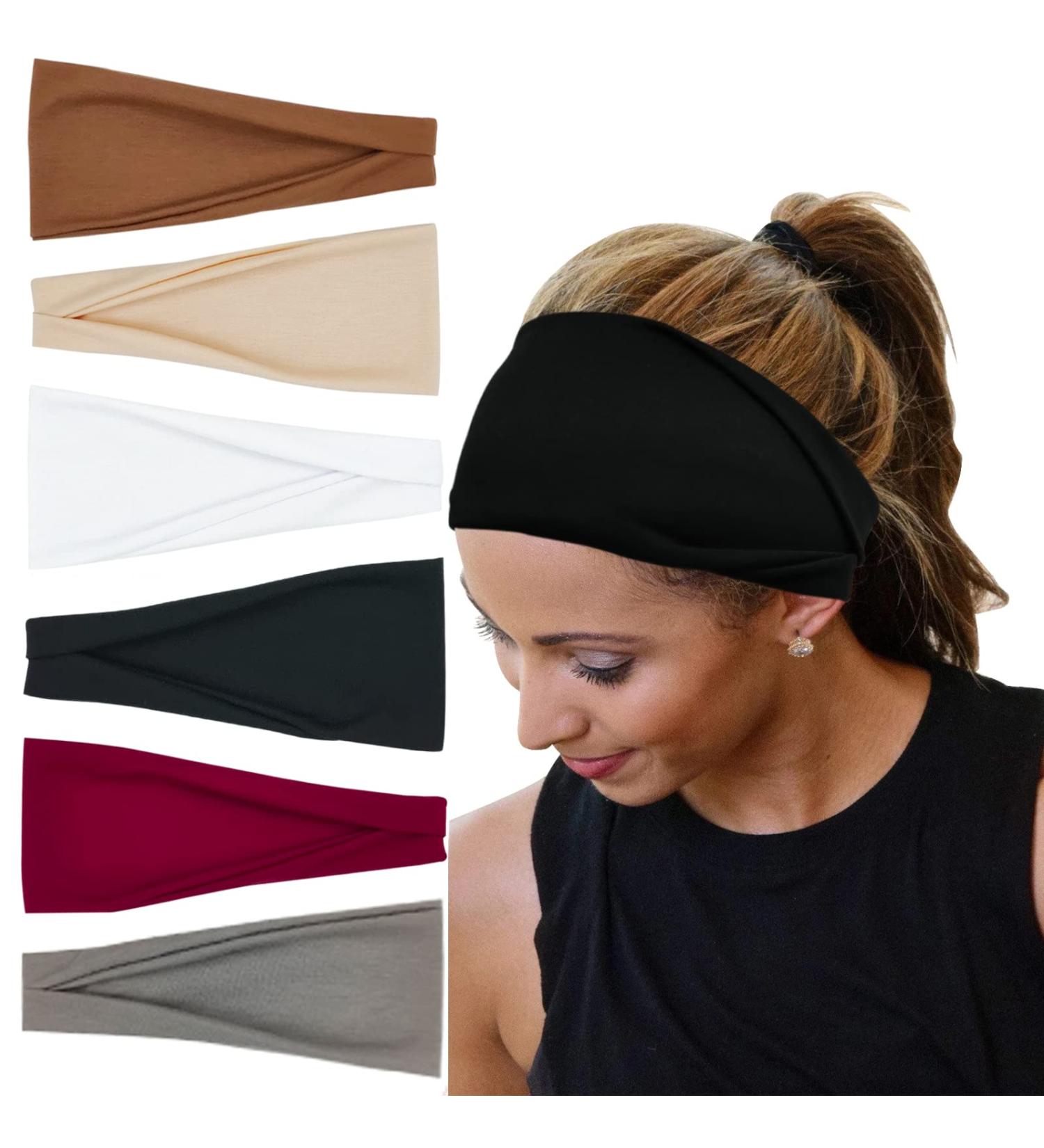 Women's Wide Workout Headbands - Soft Yoga Hair Bands for Girls (6 Pack) - Buy Online on GoSupps.com