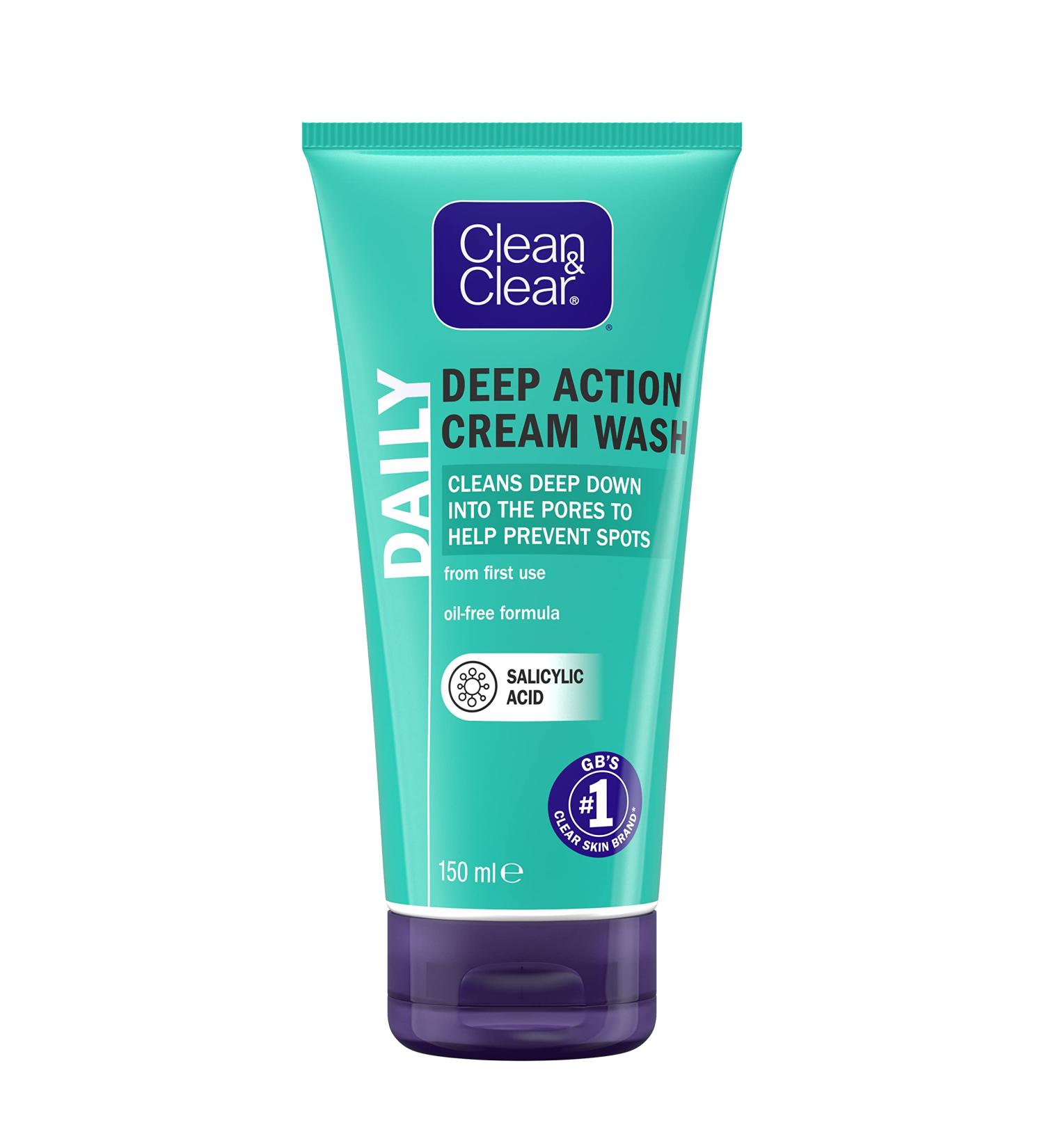 Clean & Clear Oil-Free Deep Action Cream Wash (150ml) - Deep Cleansing Face Wash for Clear Skin - Buy Online on GoSupps.com