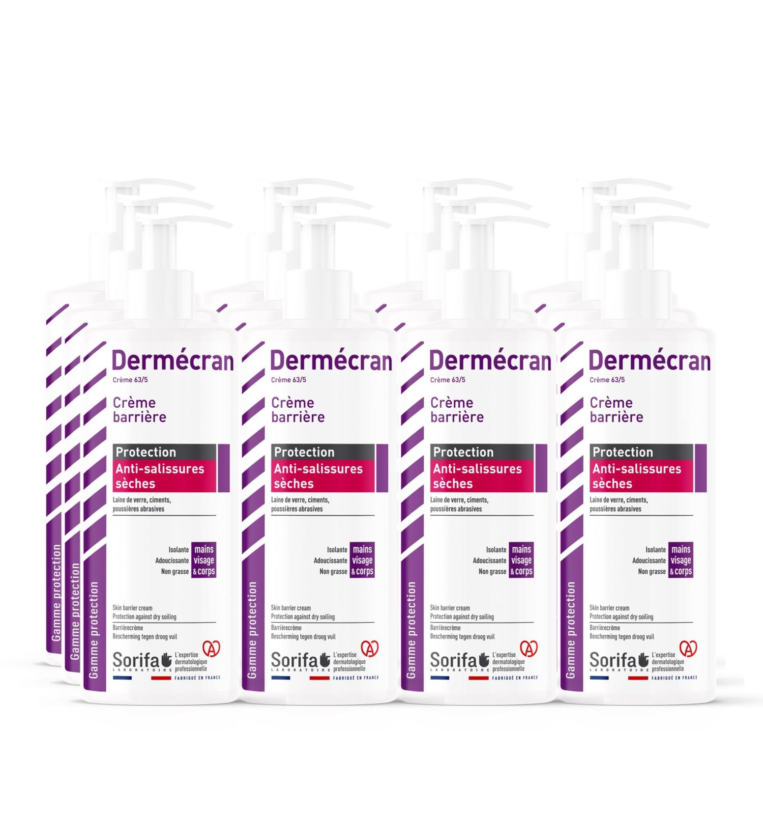  SORIFA Pack of 12 Derm cran Barrier cream - Protection AGAINST DRY SOILS Glass wool cement - dust Hands face and body High tolerance 500 ml pump bottle. - Buy Online on GoSupps.com