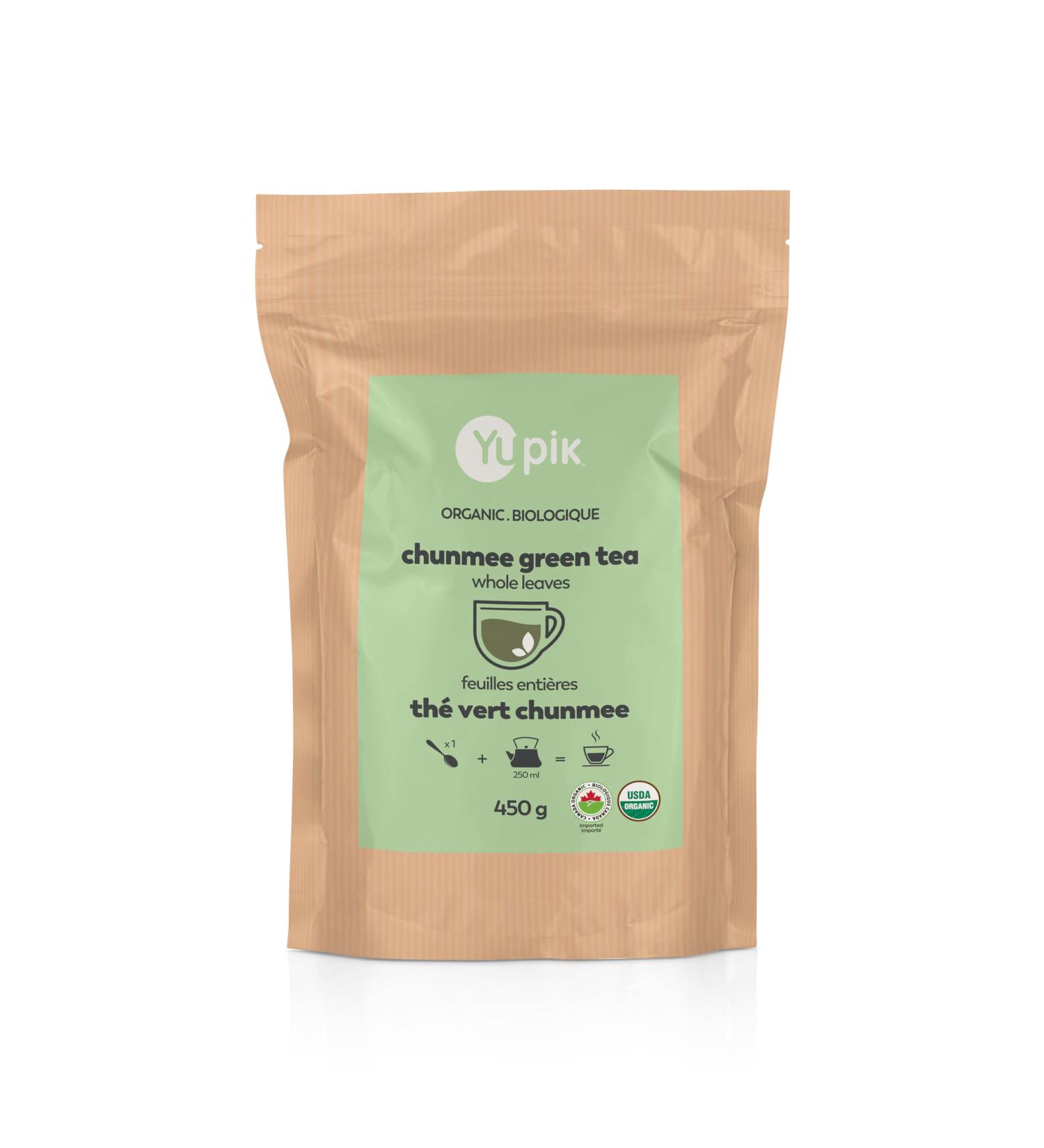 Yupik Organic Whole Green Tea Leaves Loose Herbal Tea Non-GMO Gluten-free 0.45Kg 450 g - Buy Online on GoSupps.com