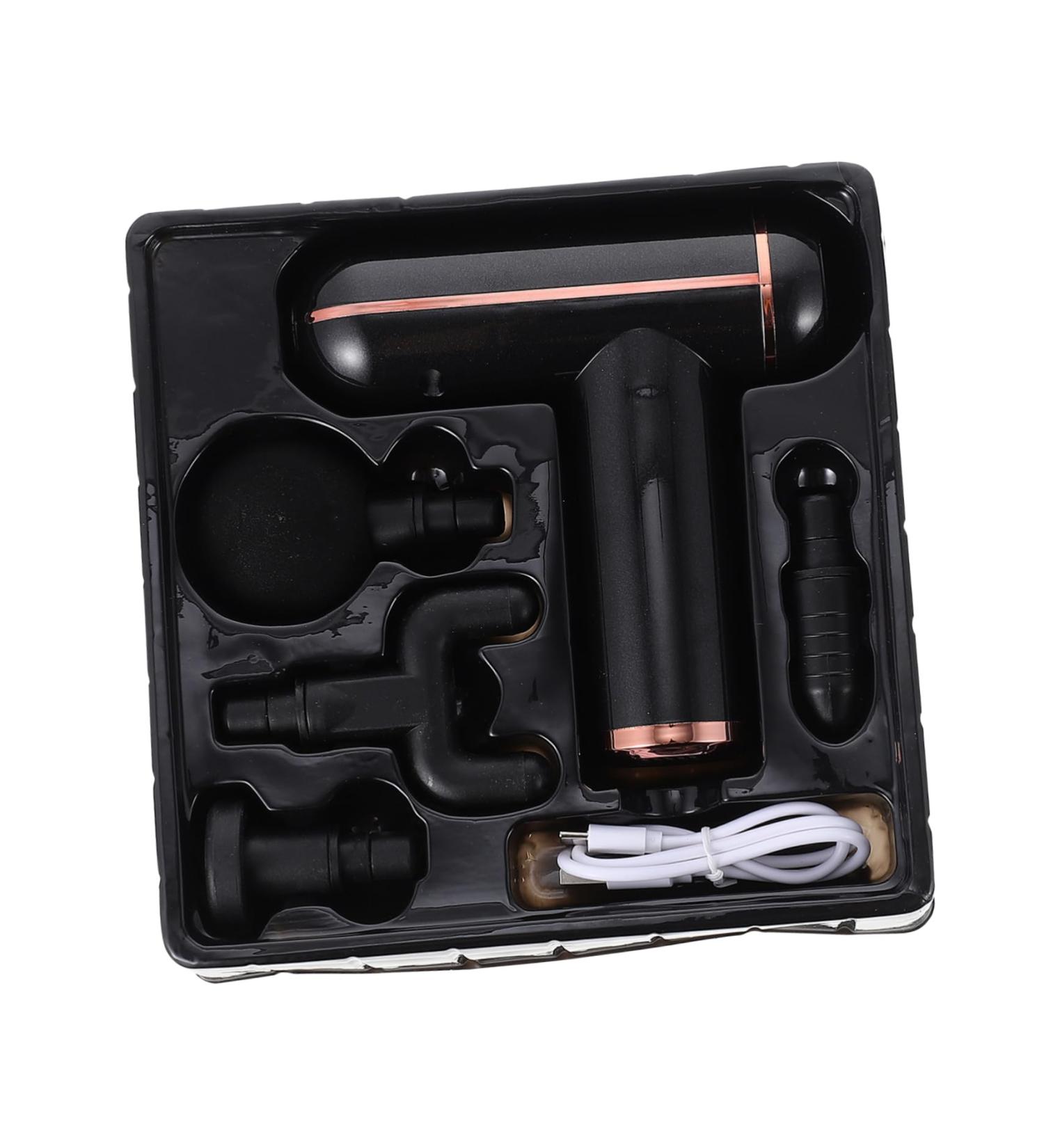 Gririw Portable Fascia Gun - Muscle Relaxation & Percussion Massage Tool for Fitness | USB Accessories Compact 14x14x4.3cm Black - Buy Online on GoSupps.com
