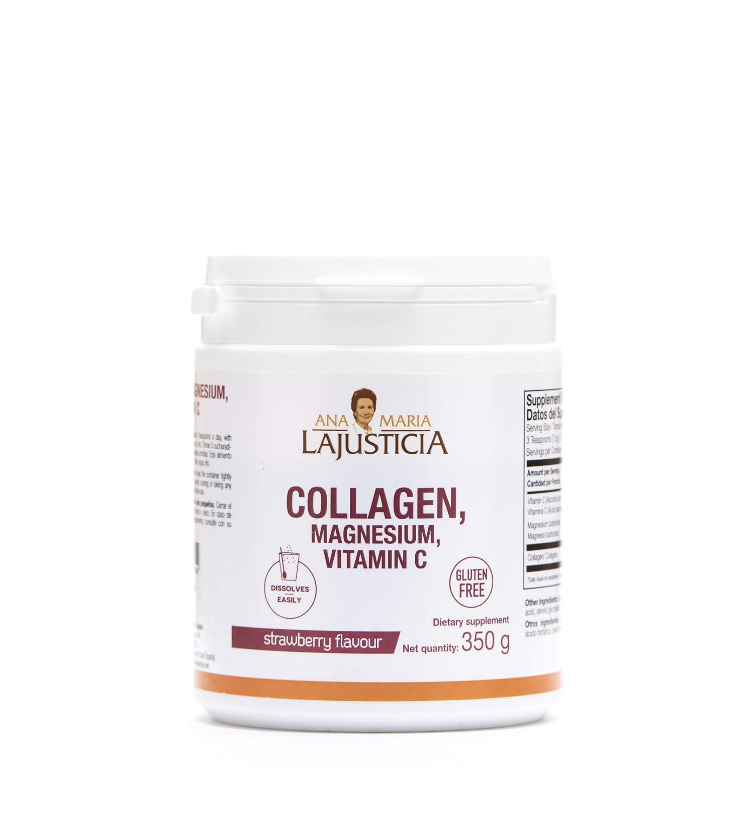 Ana Maria Lajusticia Hydrolisate Collagen Powder with Magnesium and Vitamin C - Natural Energy Strawberry Flavour 350g - Buy Online on GoSupps.com