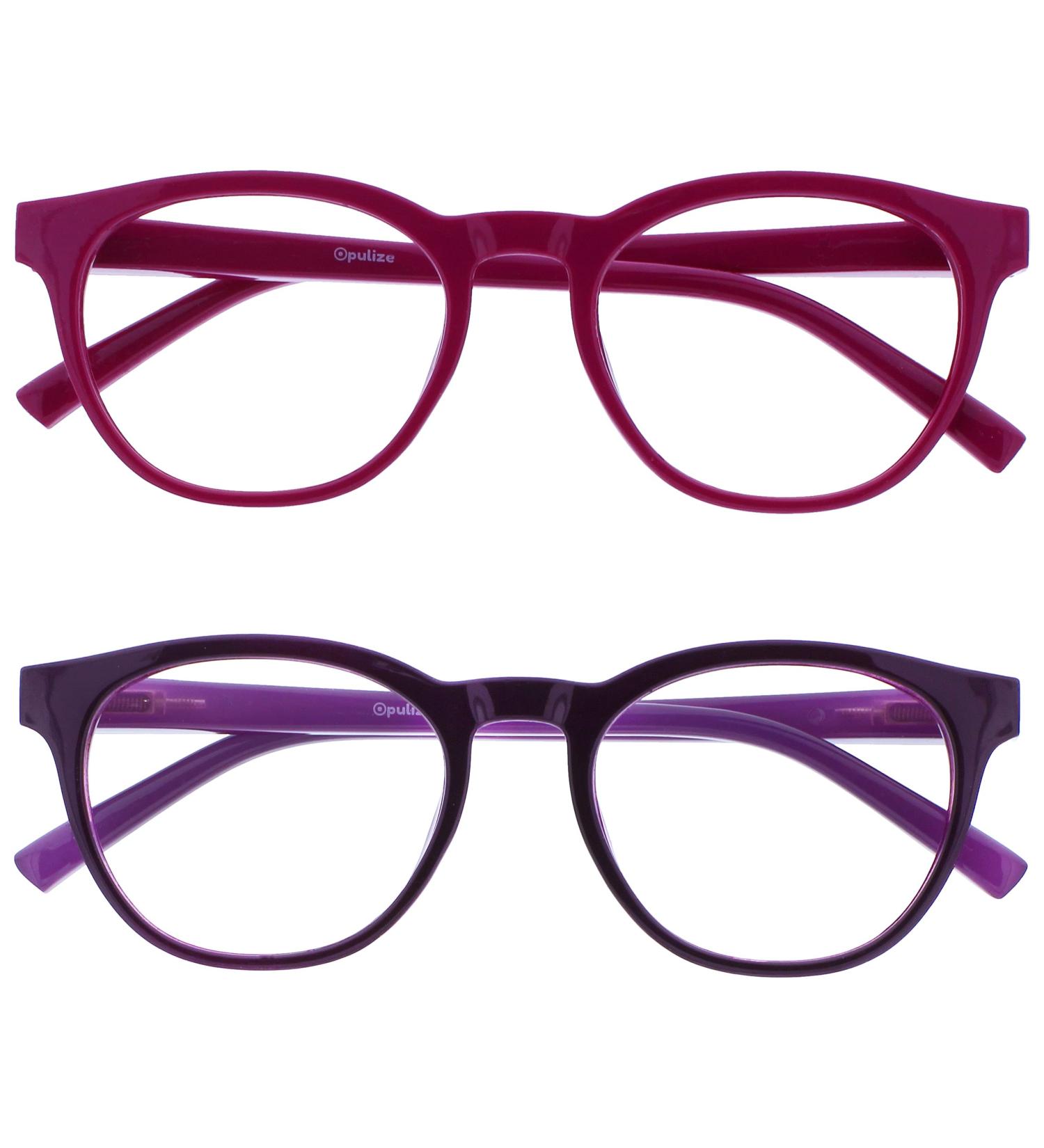Opulize Blu Reading Glasses - Blue Light Filter 2-Pack Court Frame Feder Hinges for Men & Women +2.50 Dioptria Pink/Purple - Improve Sleep & Gaming Comfort - Buy Online on GoSupps.com