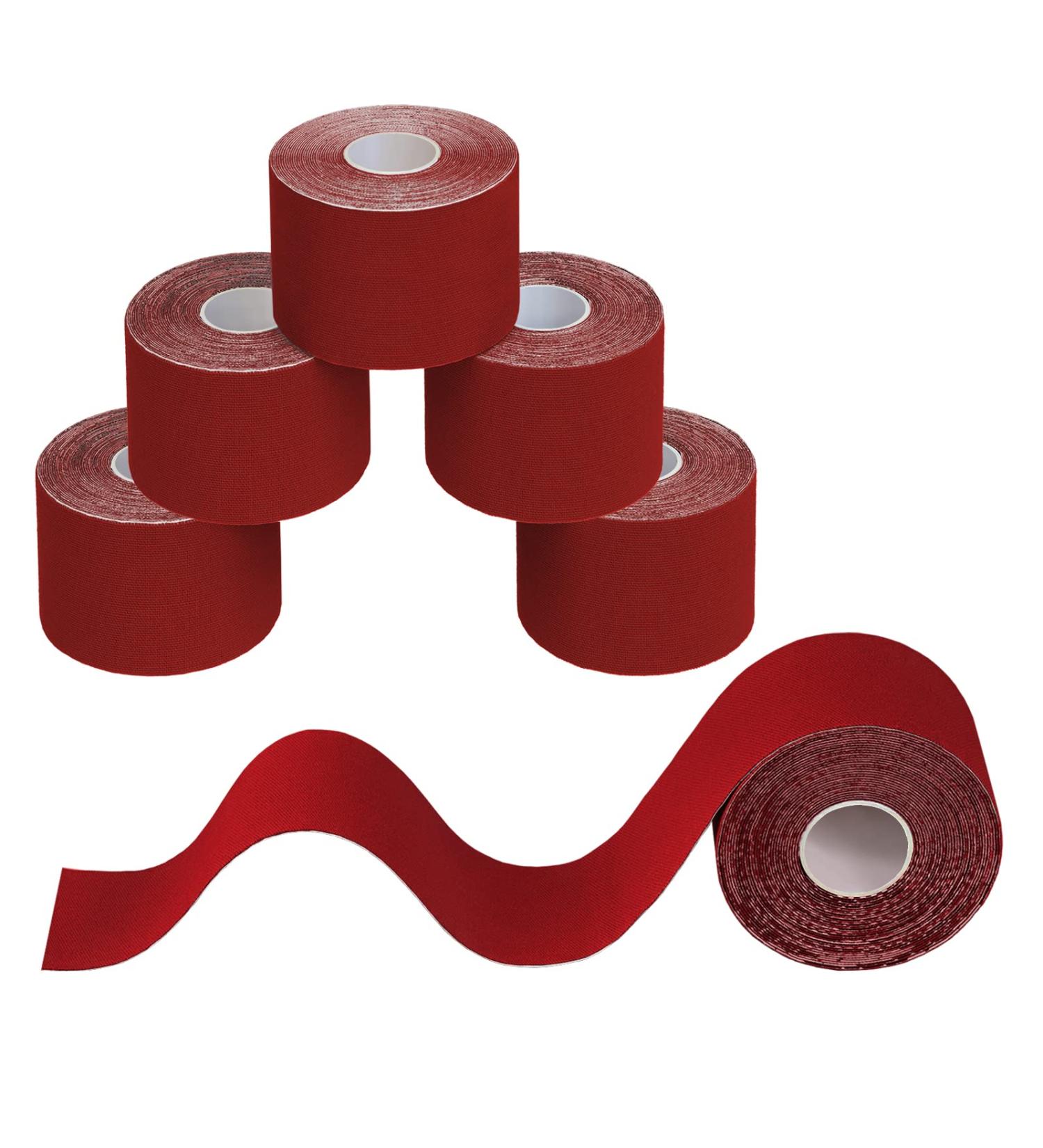 BB Sport Kinesiology Tape 5 cm x 5 m - Elastic & Waterproof Muscle Support - Red | E-book & Brochure Included - International Shipping Available - Buy Online on GoSupps.com