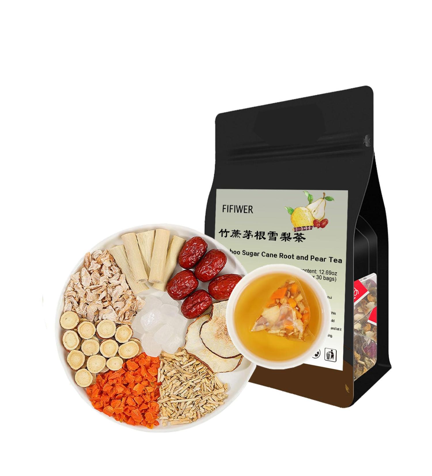 Bamboo Sugar Cane Root and Pear Tea 360g Rock Sugar Red Date water chestnuts Thatch Root Dried Carrot Bamboo Cane Dried Pear Liquorice Combination of floral tea - Buy Online on GoSupps.com