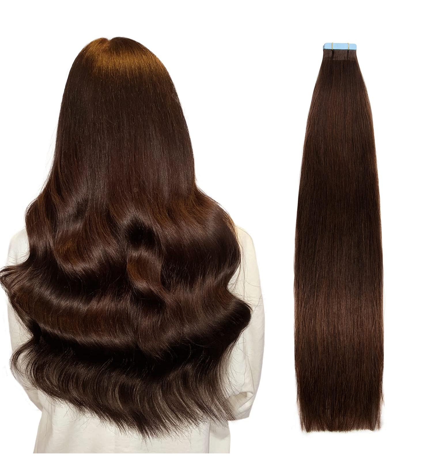 AGMITY Tape in Human Hair Extensions Darkest Brown 14 20pcs - Seamless Skin Weft Tape Ins - 40g Invisible Straight Real Human Hair - Buy Online on GoSupps.com