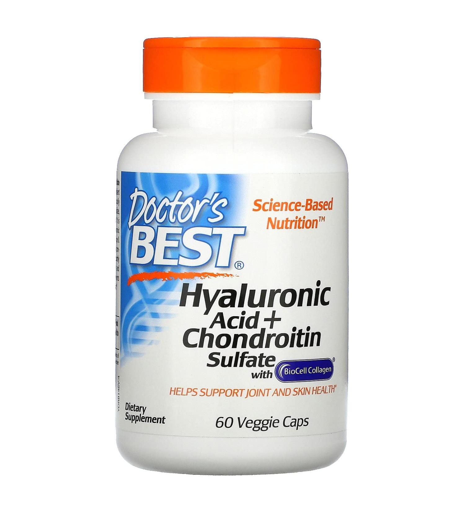 Doctor's Best Hyaluronic Acid + Chondroitin Sulfate - 60 Veggie Caps for Joint Health - Buy Online on GoSupps.com