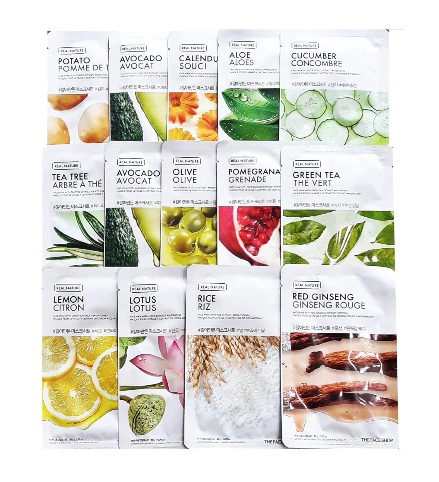 Real Nature MASK Sheet 30pcs VALUE Pack Natural Grinding Extraction Korean Mask Sheet Daily Masks