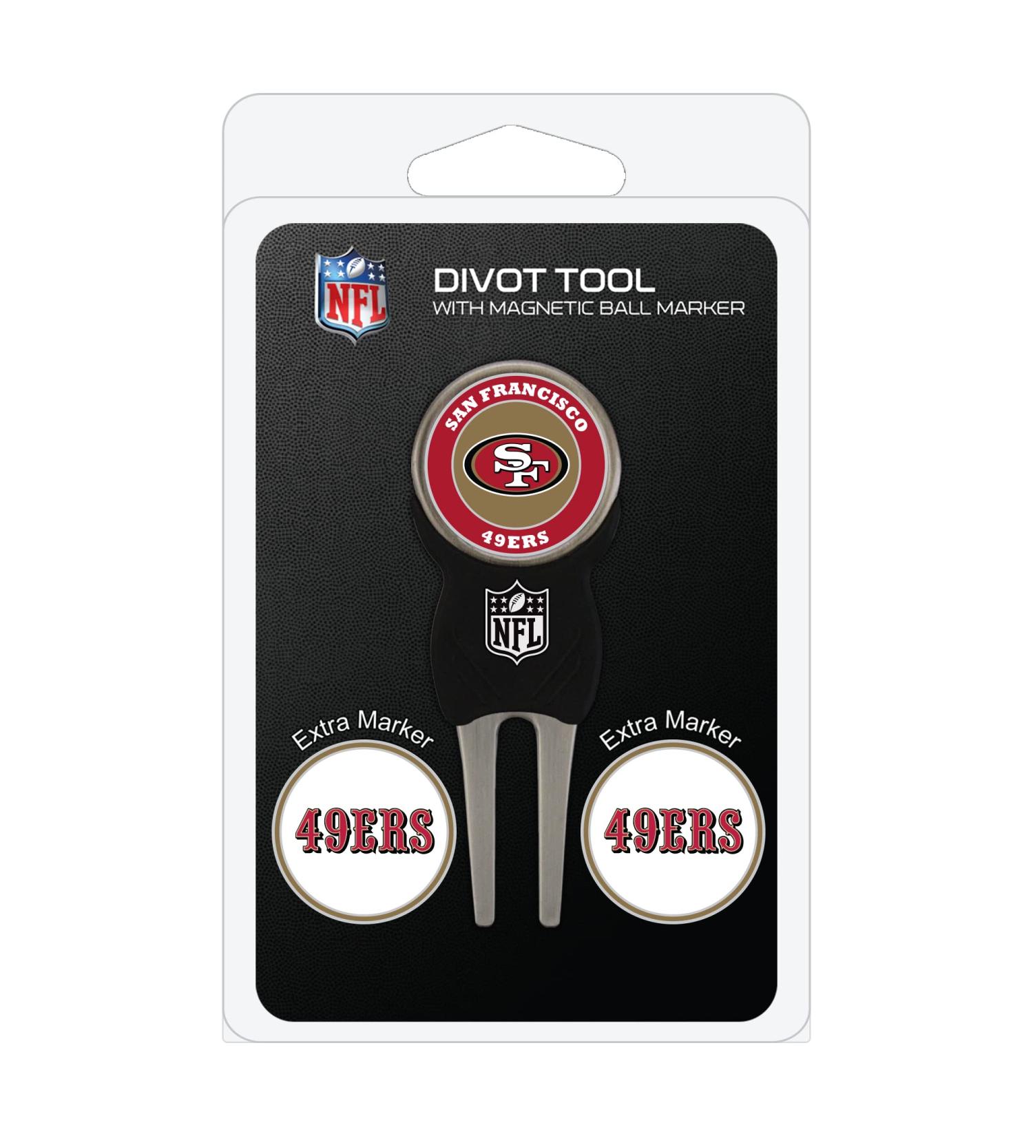 Team Golf NFL Divot Tool with 3 Golf Ball Markers Pack, Markers are Removable Magnetic Double-Sided Enamel San Francisco 49ers One Size Multi Team Color