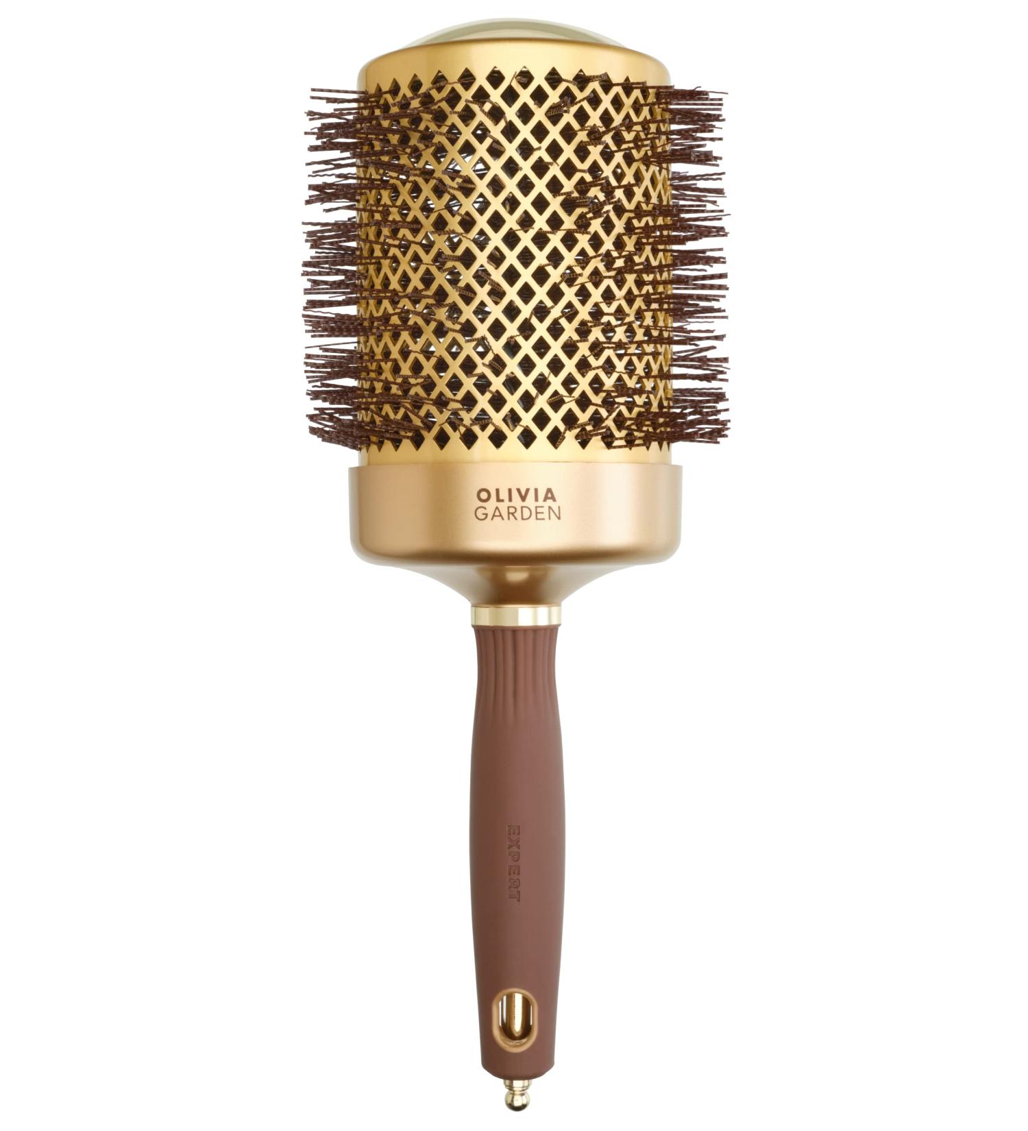 Olivia Garden Expert Blowout Shine Gold & Brown Hairbrush - 80mm for Smooth Shiny Hair | International Shipping - Buy Online on GoSupps.com
