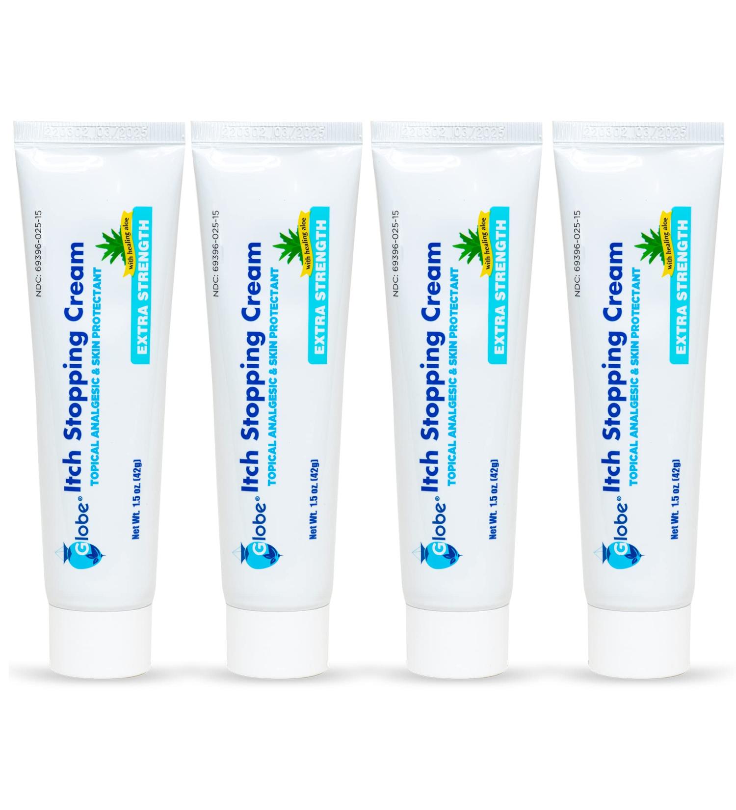 Globe Extra Strength Anti-Itch Cream 1.5 Oz - 4 Pack | Histamine Blocker & Zinc Protectant for Outdoor Itch Relief - Buy Online on GoSupps.com