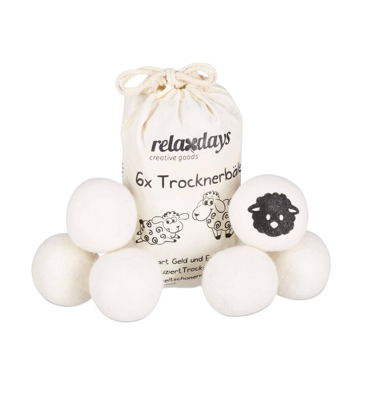 Relaxdays 12 XXL Wool Dryer Balls - Eco-Friendly Felt Balls for Dryers 7 cm - White - Buy Online on GoSupps.com