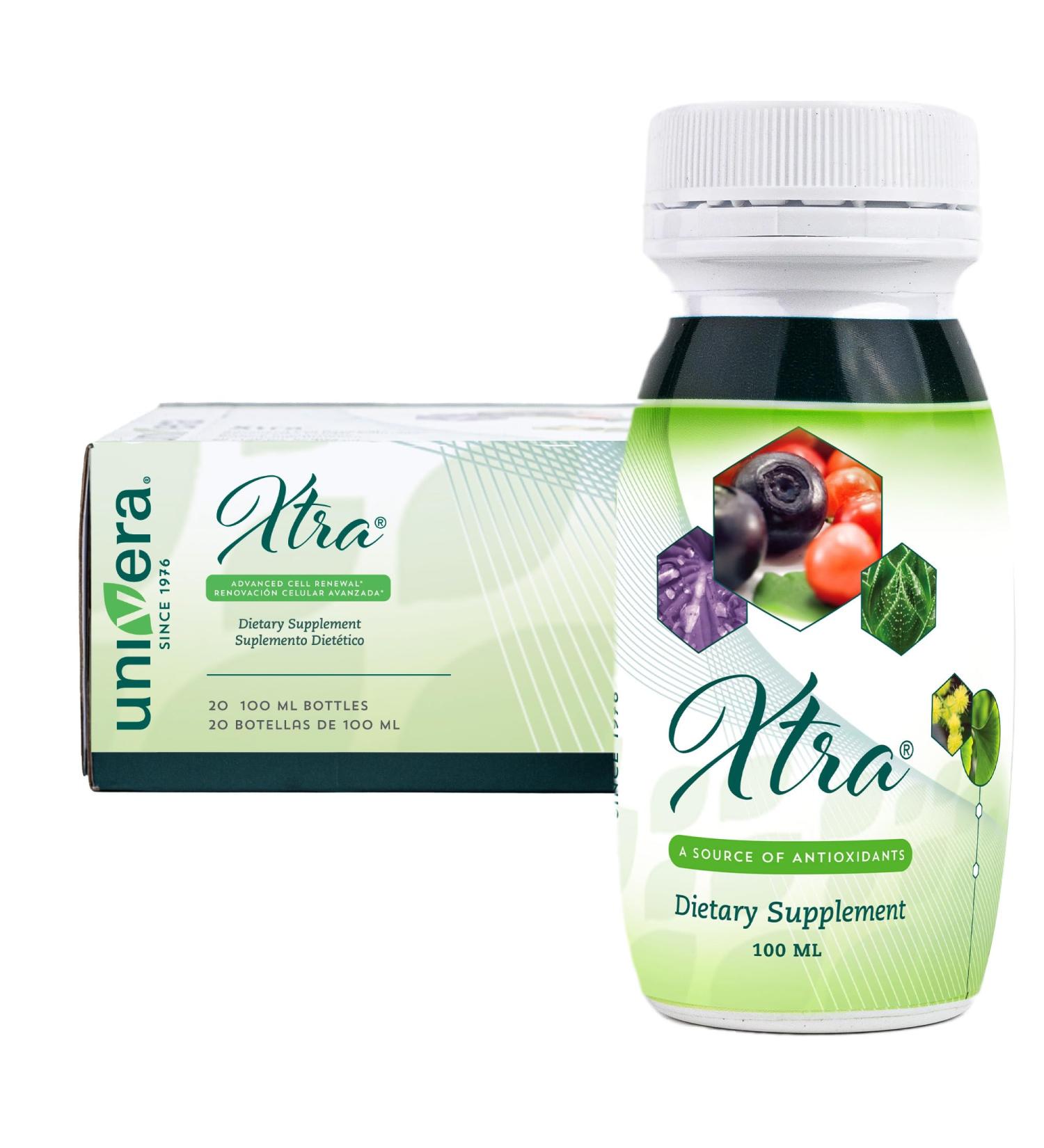 Univera Xtra Minis - Multimineral Fruit Complex for Stress Relief Focus Joint Comfort & Antioxidant Protection | 15 Natural Ingredients | 3.38 Fl Oz (Pack of 20) - Shop Internationally - Buy Online on GoSupps.com
