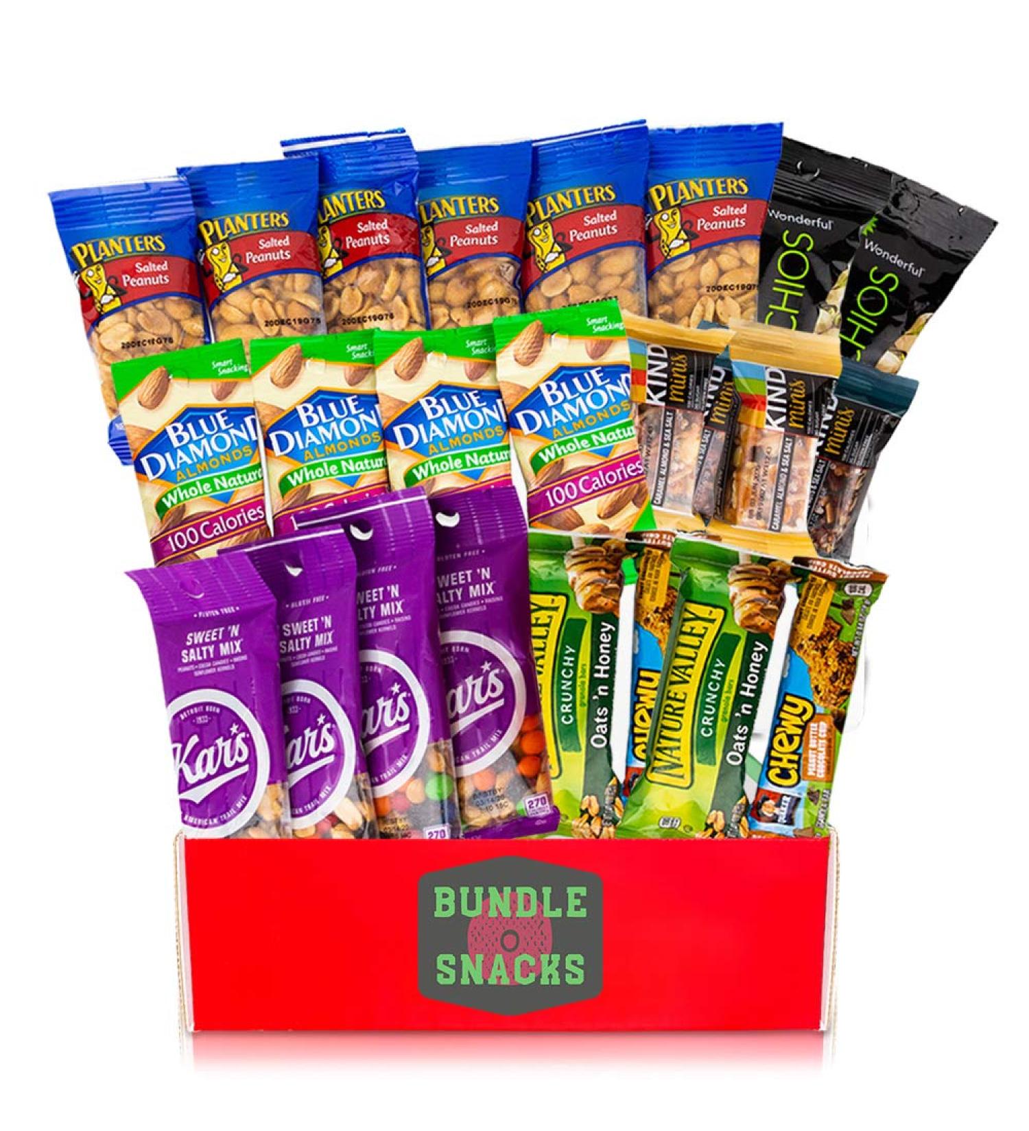 Healthy Snacks Care Pack - 24 Count Grab & Go Variety Mix: Nuts, Trail Mix & Nut Bars for Work, Fitness & Breakfast - Buy Online on GoSupps.com