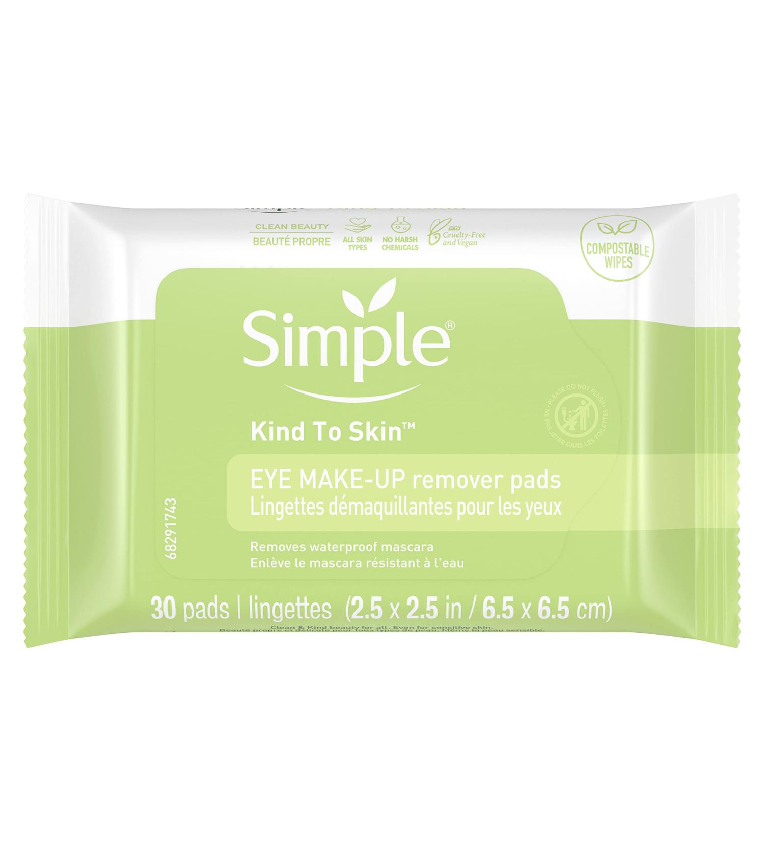 Simple Eye Makeup Remover Pads 30 Count - Gentle Makeup Remover Pack - Buy Online on GoSupps.com