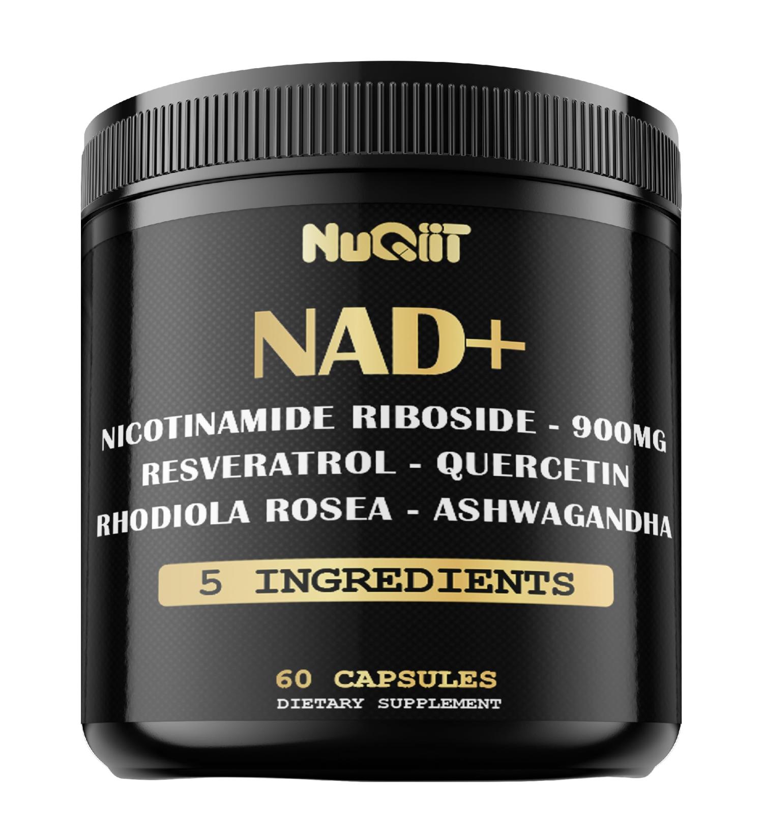 NAD+ Supplement with Nicotinamide Riboside Resveratrol Quercetin Turmeric Rhodiola Rosea - 60 Count - Buy Online on GoSupps.com