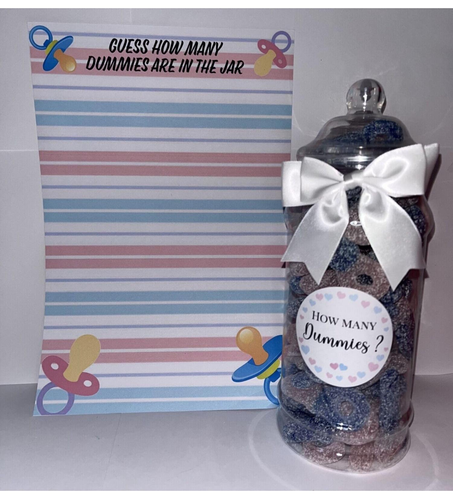 Baby Shower or Gender Reveal Guess How Many Dummies Sweets In The Jar Game 970ml - Buy Online on GoSupps.com